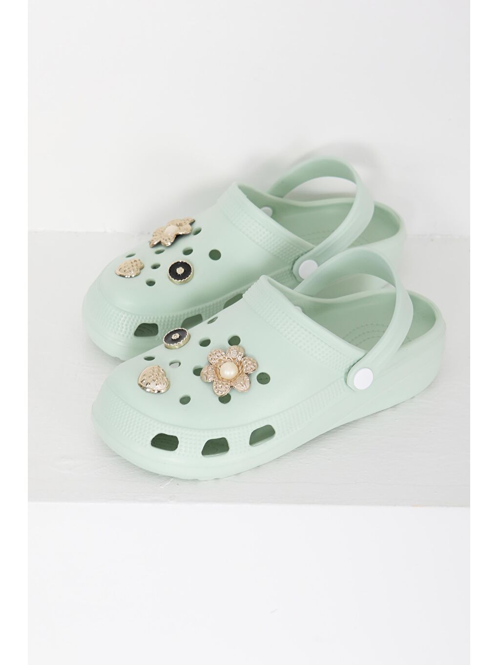 Yeşil Kadın Mint Taşlı Terlik - 27411-4
