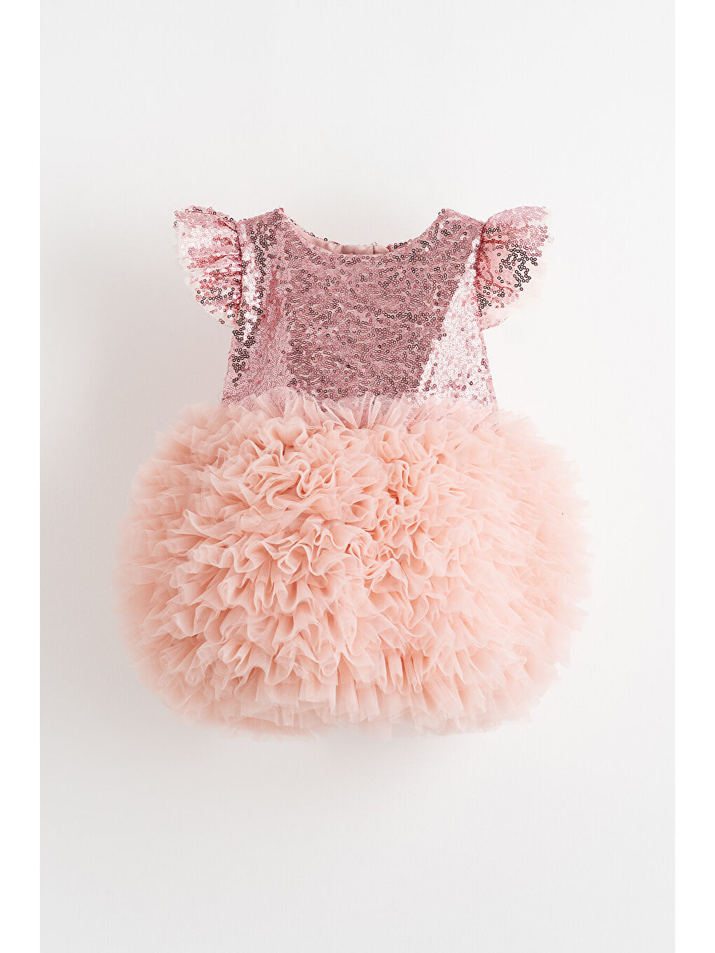 Pembe Luna Summer Kabarık Tüllü Tütülü Payetli Kız Çocuk Elbise
