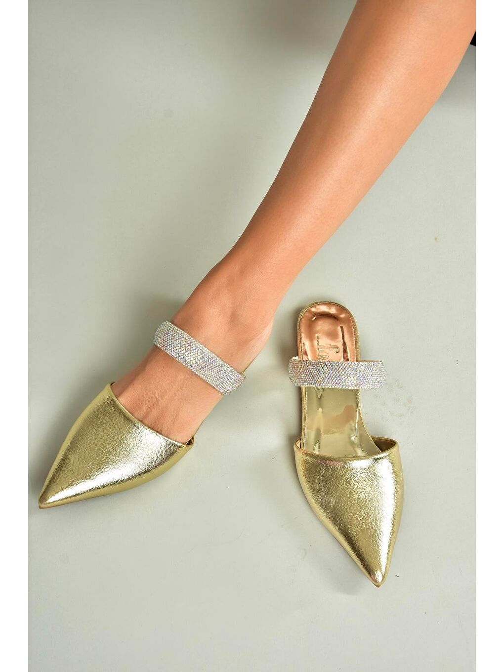 Sarı Altın Kadın Terlik U5904918-3