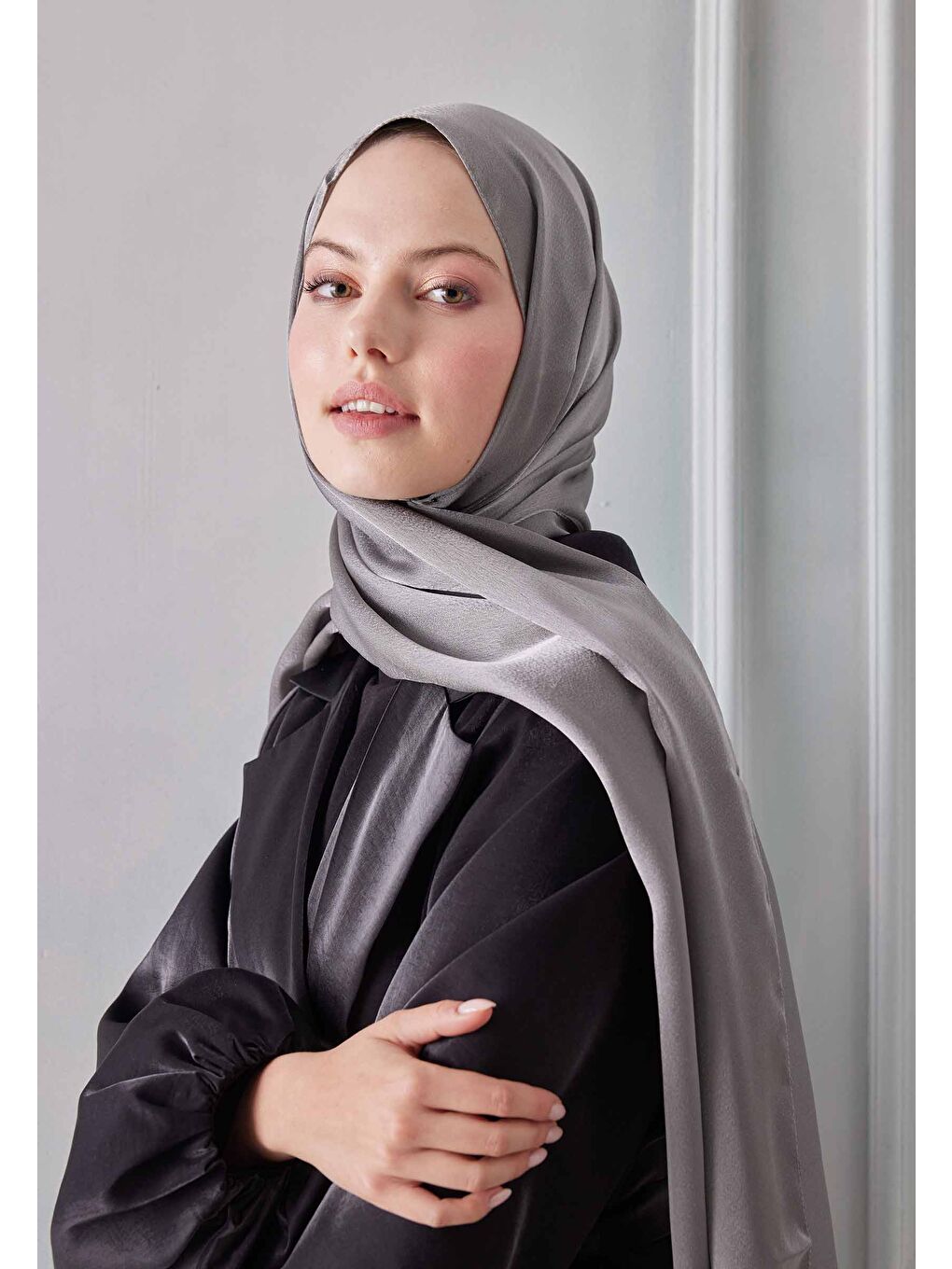 Gri Janjanlı Şal Koyu Grı-1