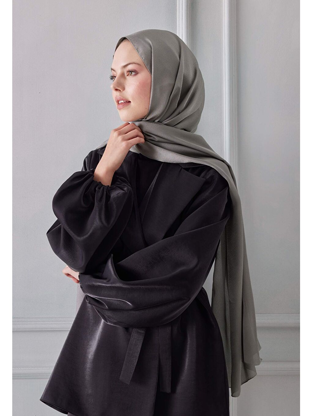 Gri Janjanlı Şal Koyu Grı-4