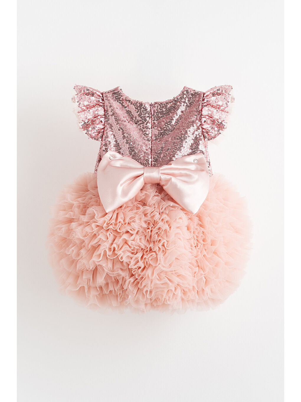Pembe Luna Summer Kabarık Tüllü Tütülü Payetli Kız Çocuk Elbise-1