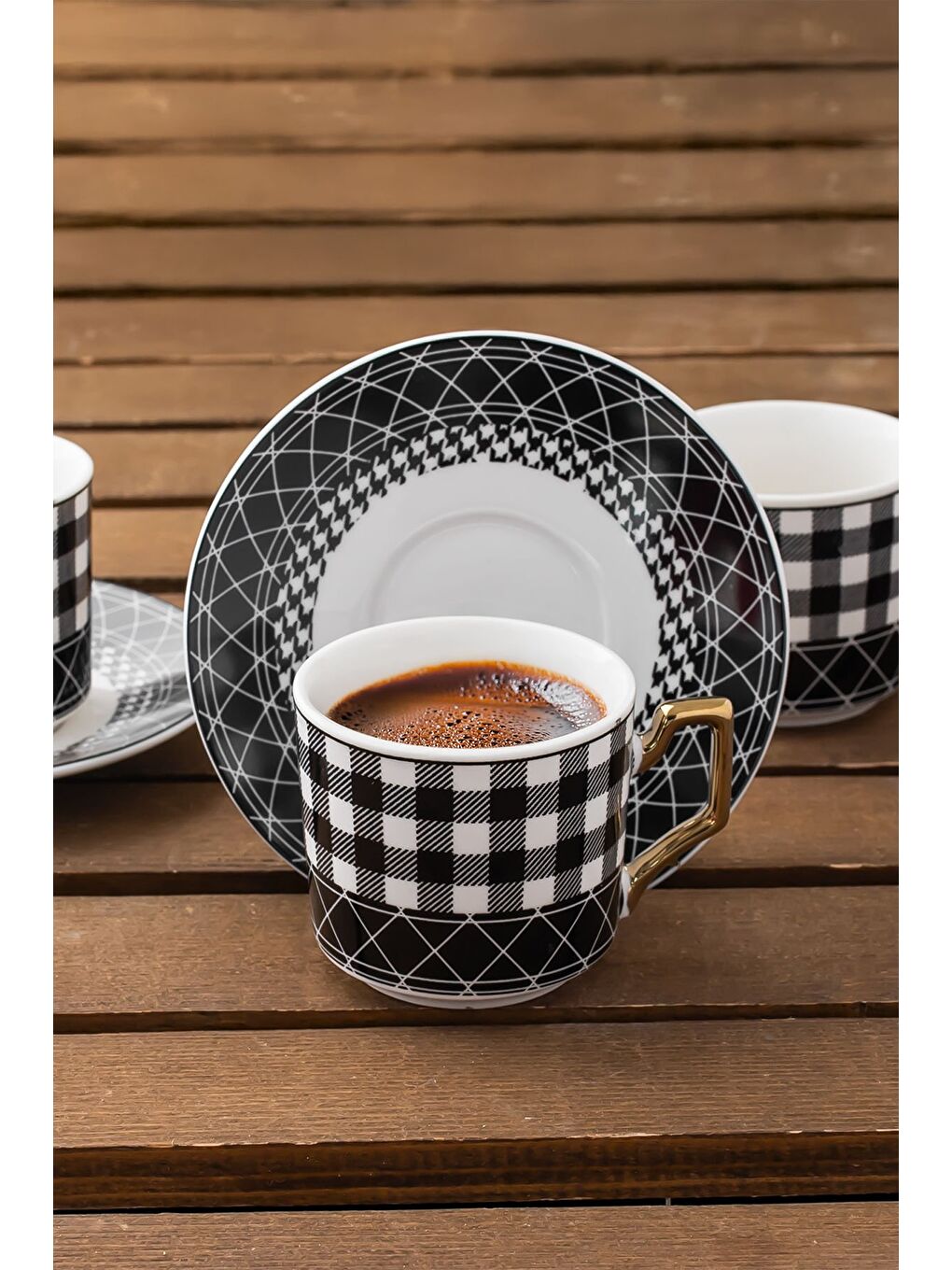 Siyah YKY097-5  2'li Türk Kahvesi Fincan Takımı 4 Parça-1