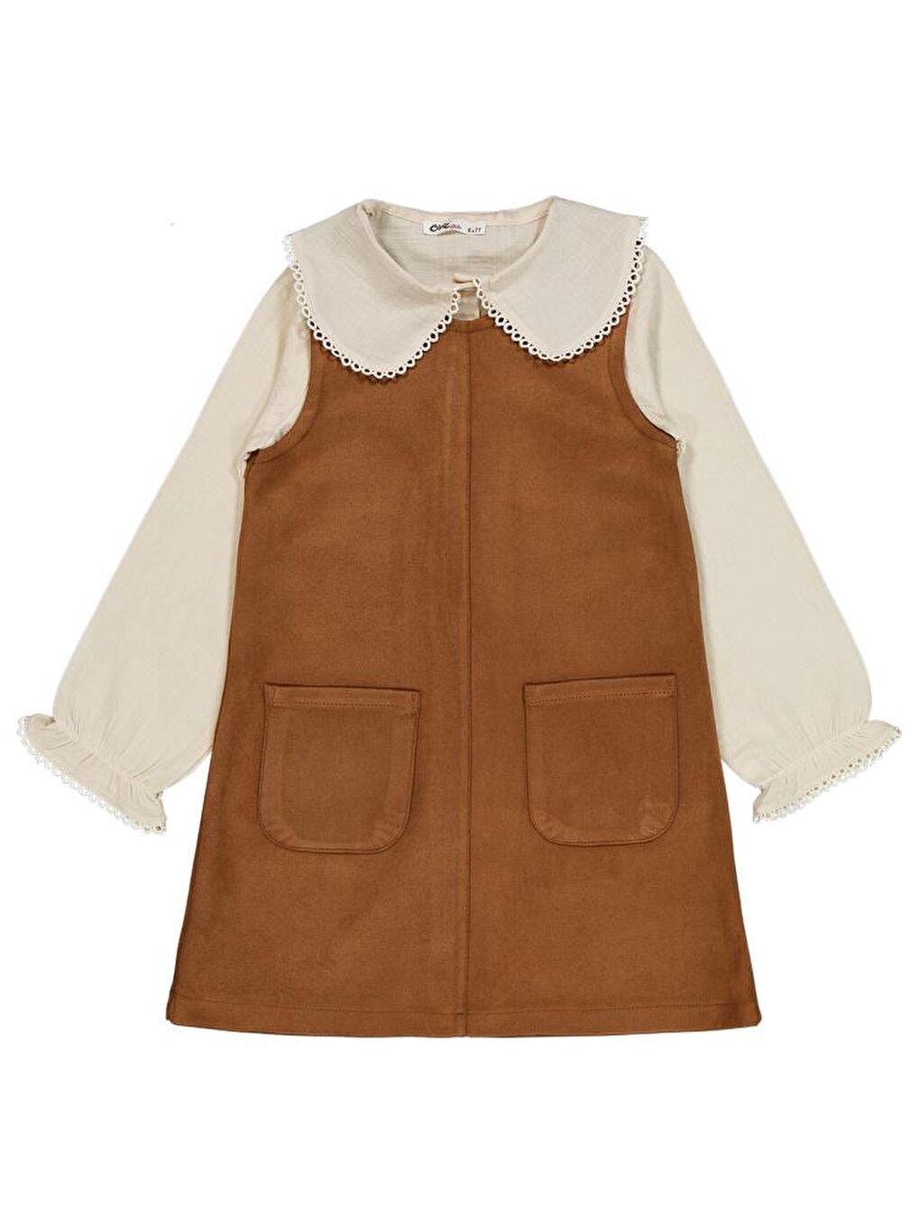 Kahverengi Girls 6-9 Yaş Elbise-1