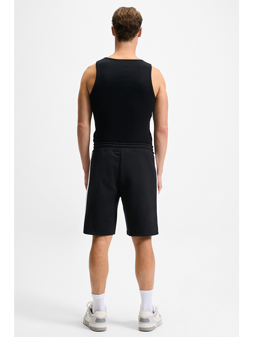 Siyah KEPA Erkek Beli Lastikli Cepli Relaxed Fit SİYAH Şort-5