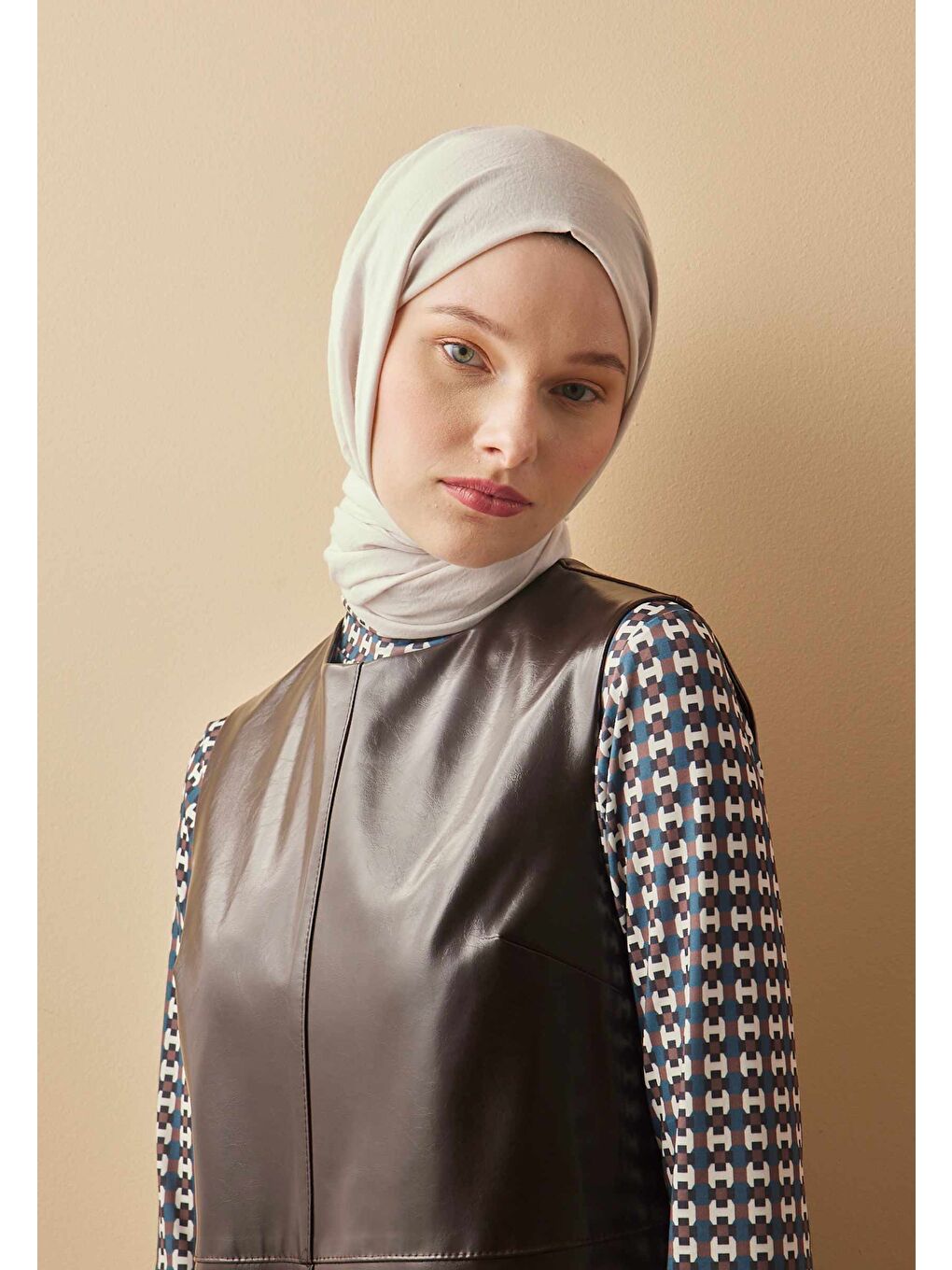 Bej Pamuk Crash Şal Fildişi-2