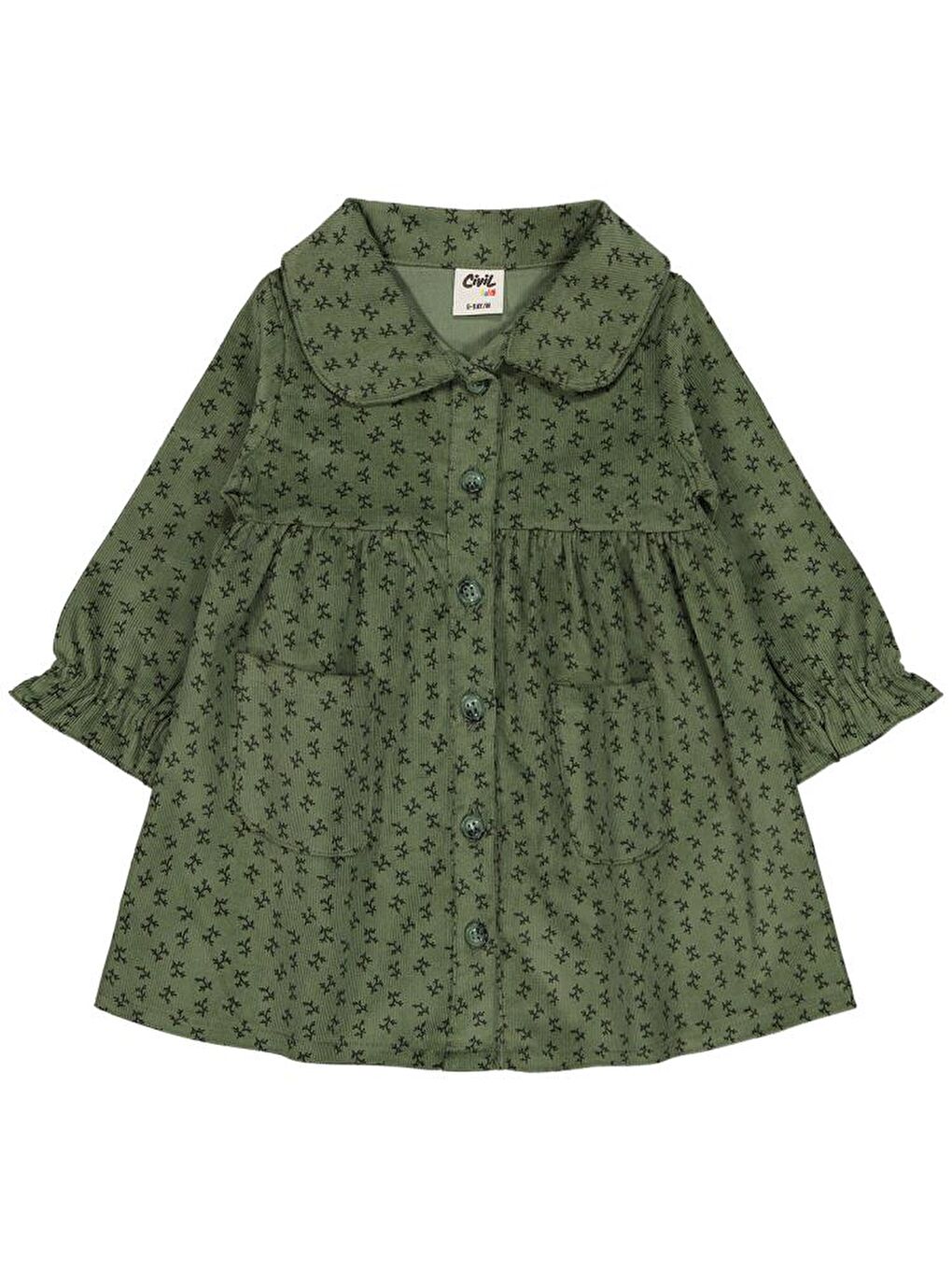 Haki Baby Dal Baskılı 6-18 Ay Elbise