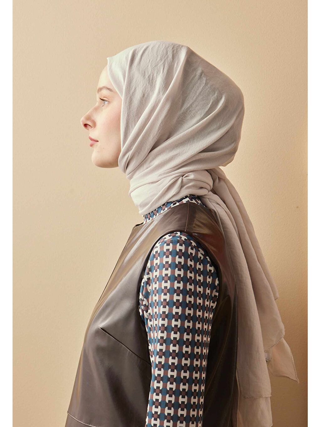 Bej Pamuk Crash Şal Fildişi-3