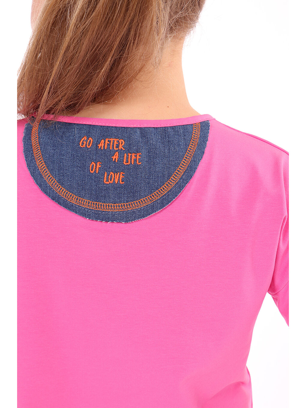 Fuşya Kız Çocuk Roses Yazı Baskılı Tişört-3