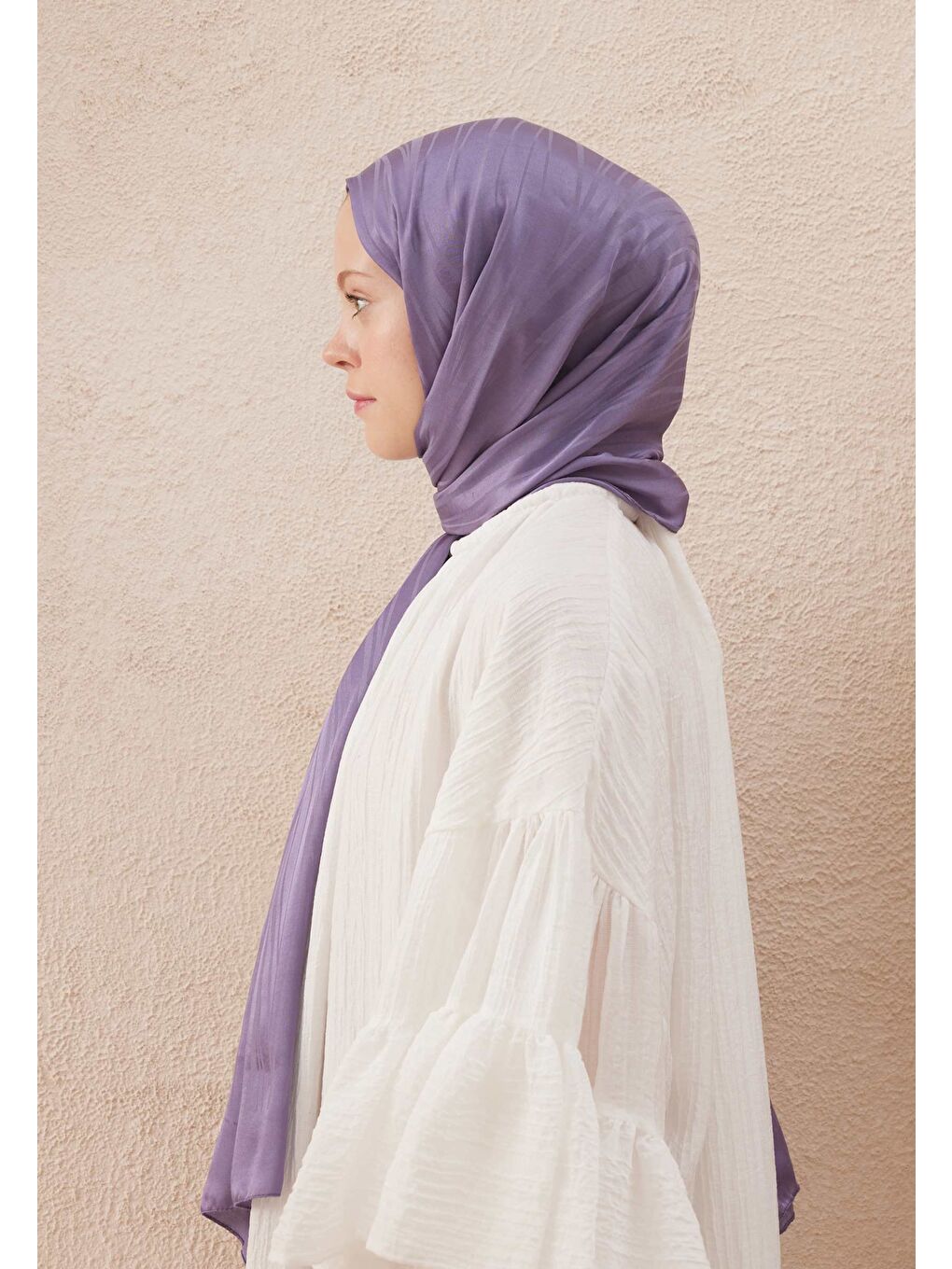 Lila Wave Jakarlı Şal Lavanta-3