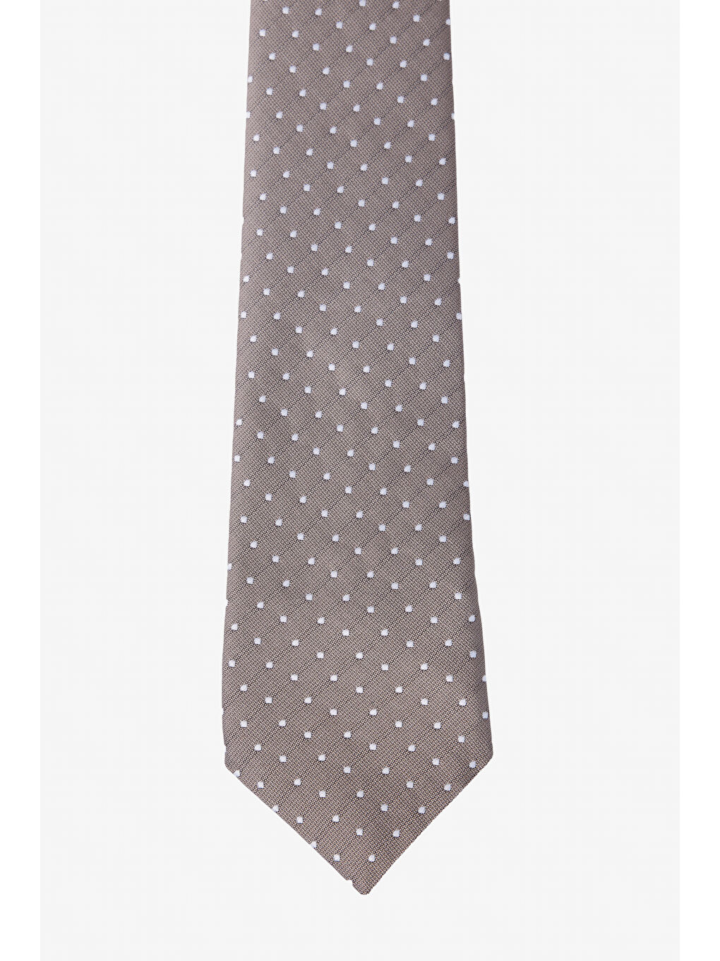 Bej Erkek Vizon-Beyaz Desenli Kravat-1