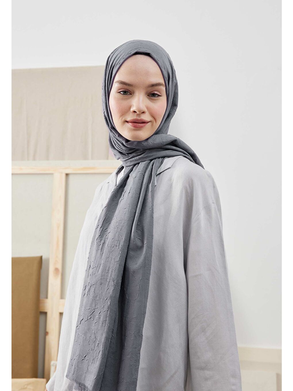 Bambu Şal Soğuk Gri-1