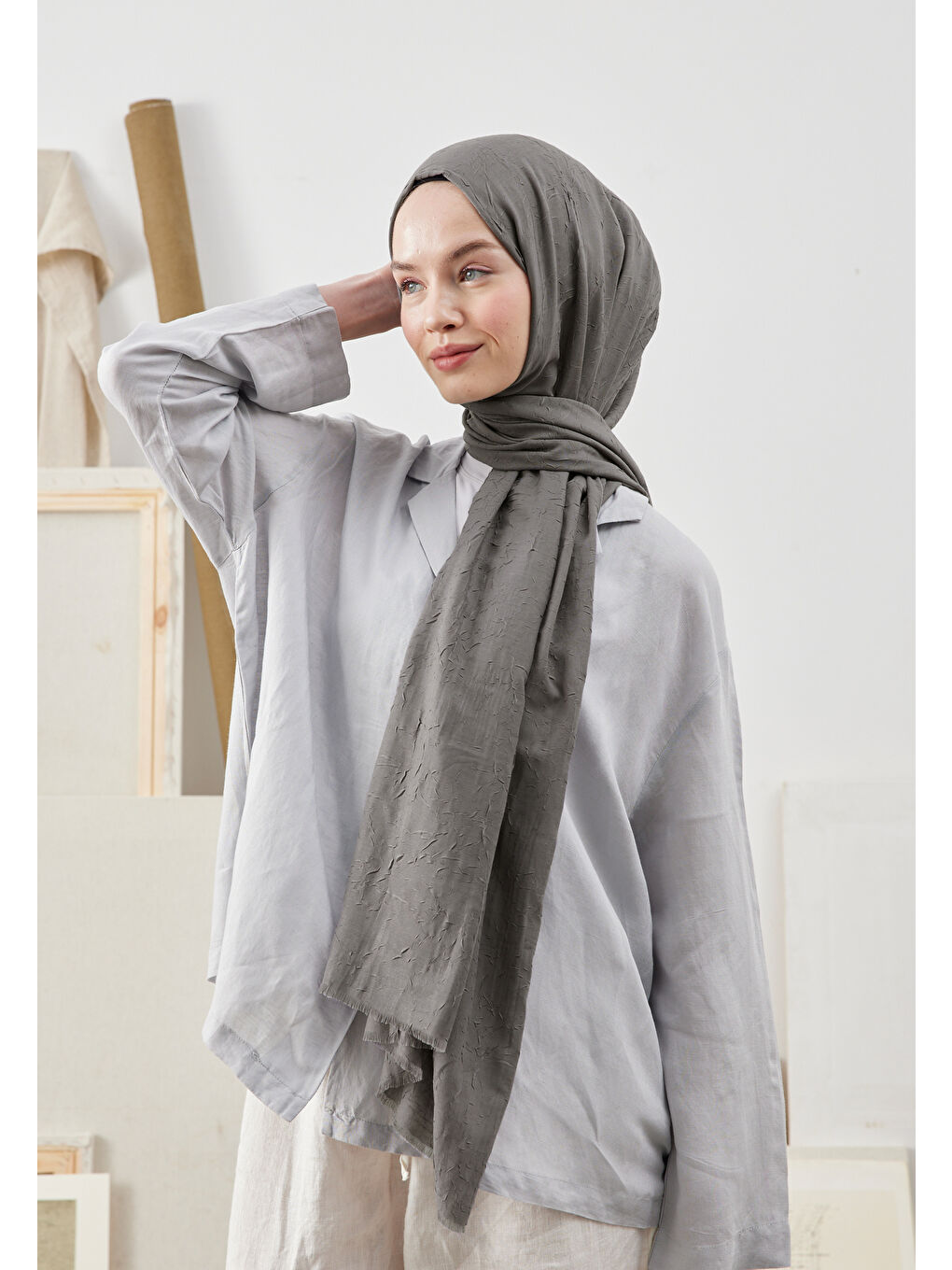 Bambu Şal Soğuk Gri-2