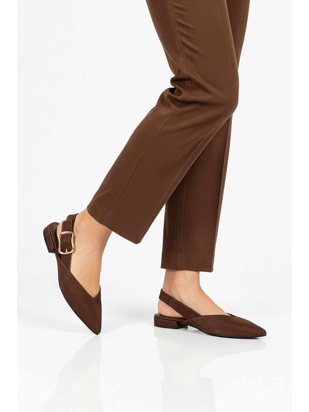 Kahverengi Kahve Hafif Kemerli Kadın Babet Ayakkabı 312552 Z