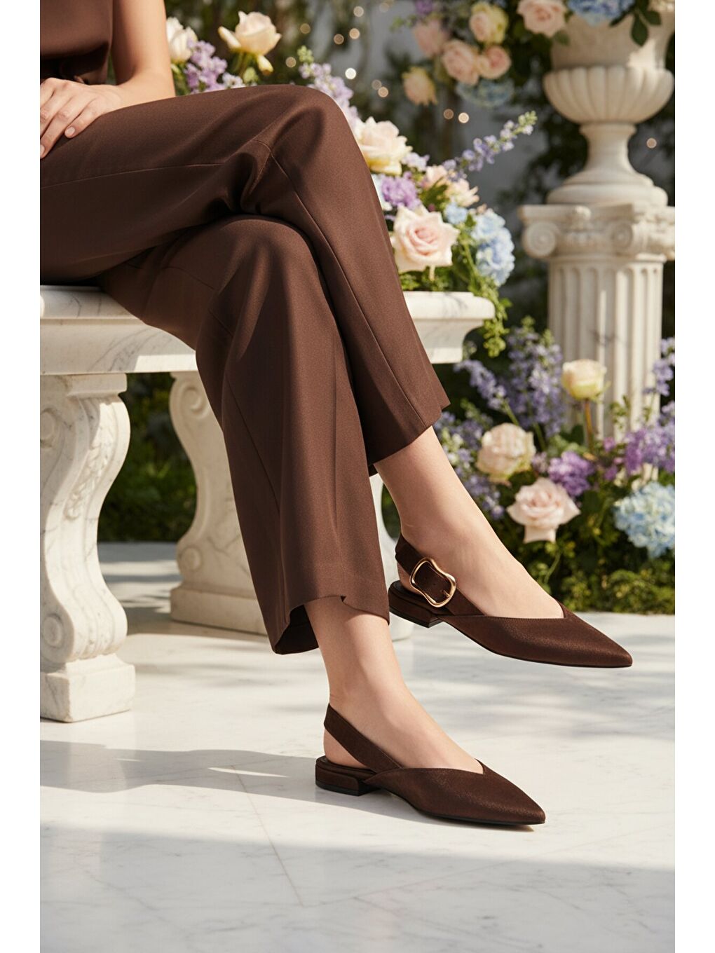 Kahverengi Kahve Hafif Kemerli Kadın Babet Ayakkabı 312552 Z-2