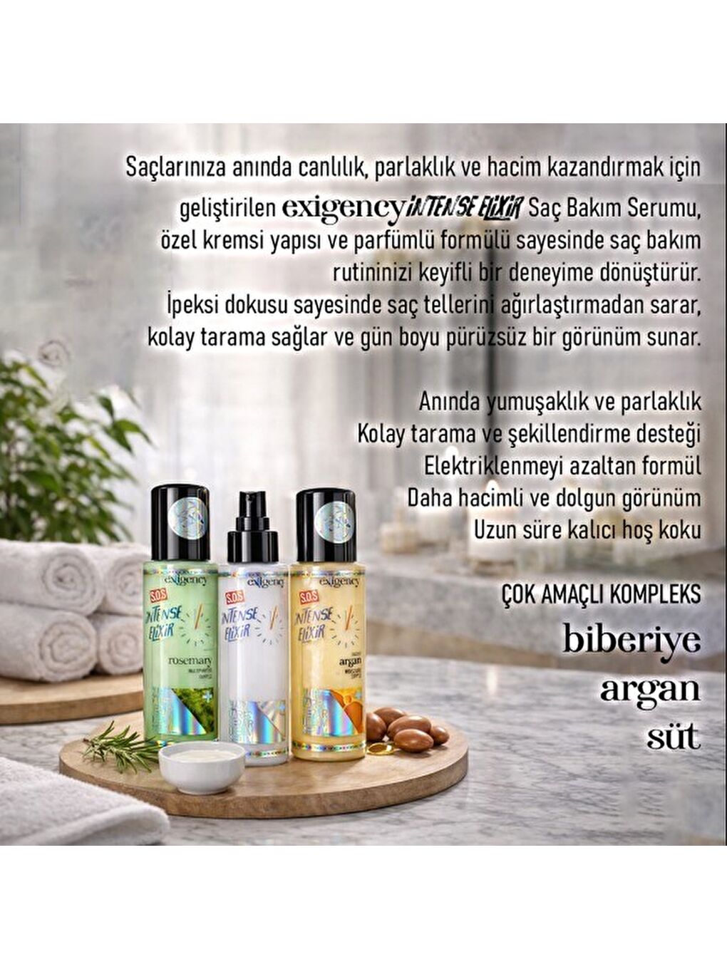 Exigency Durulamasız Biberiye Yağlı Acil Bakım & Onarım Saç Krem Serum  100ml-1