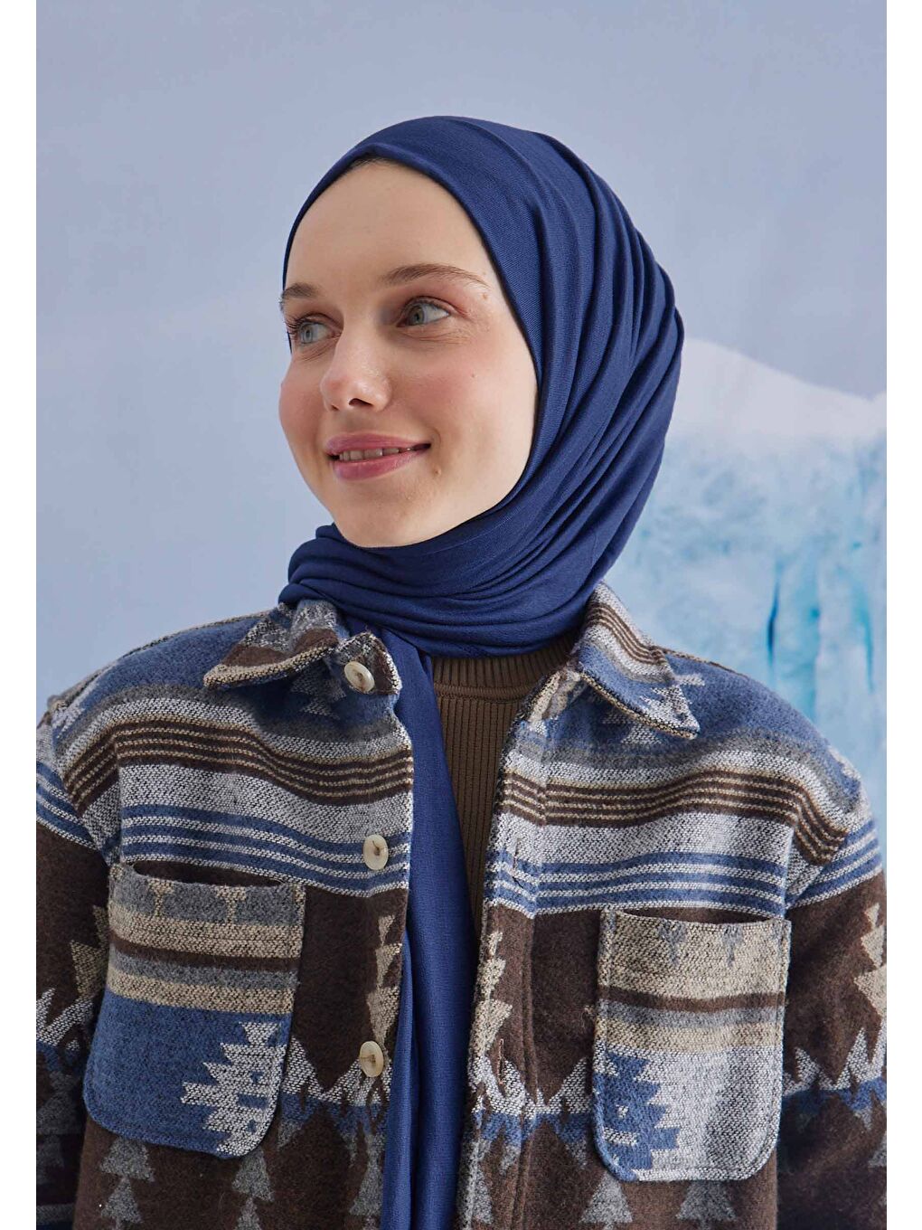 Penye Şal Koyu Mavi