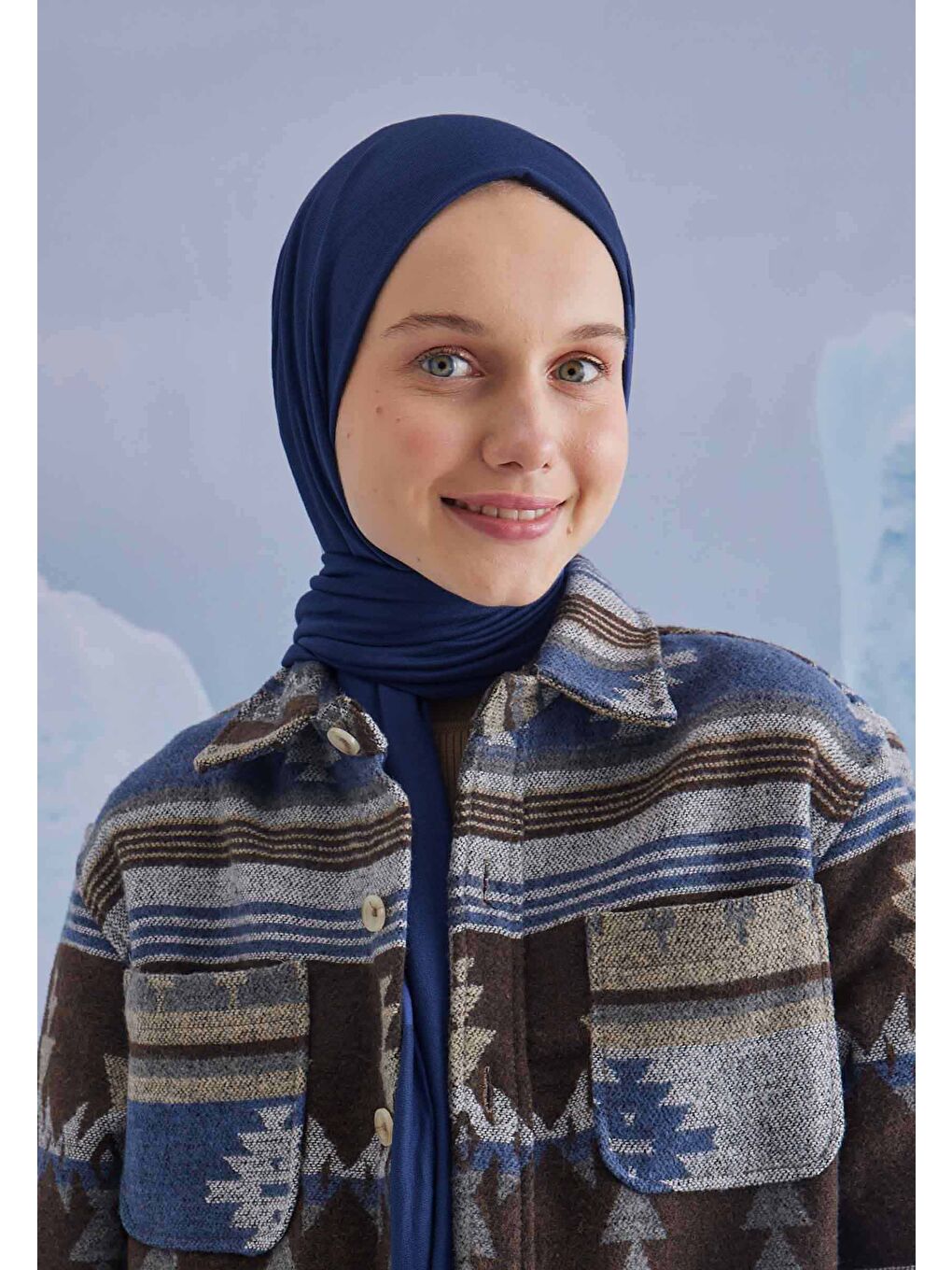 Penye Şal Koyu Mavi-1