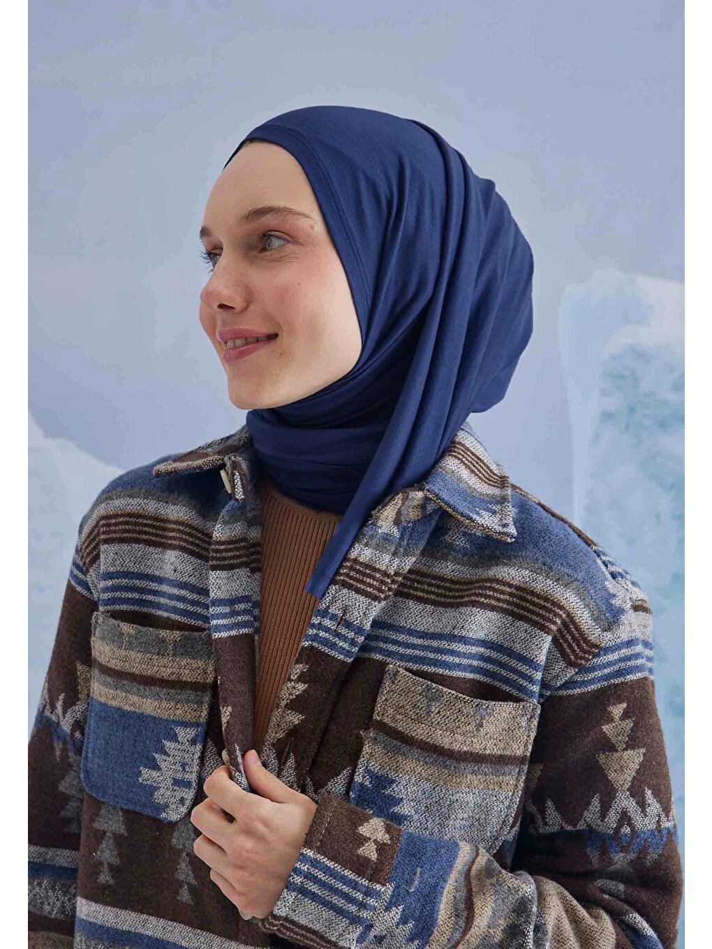 Penye Şal Koyu Mavi-2