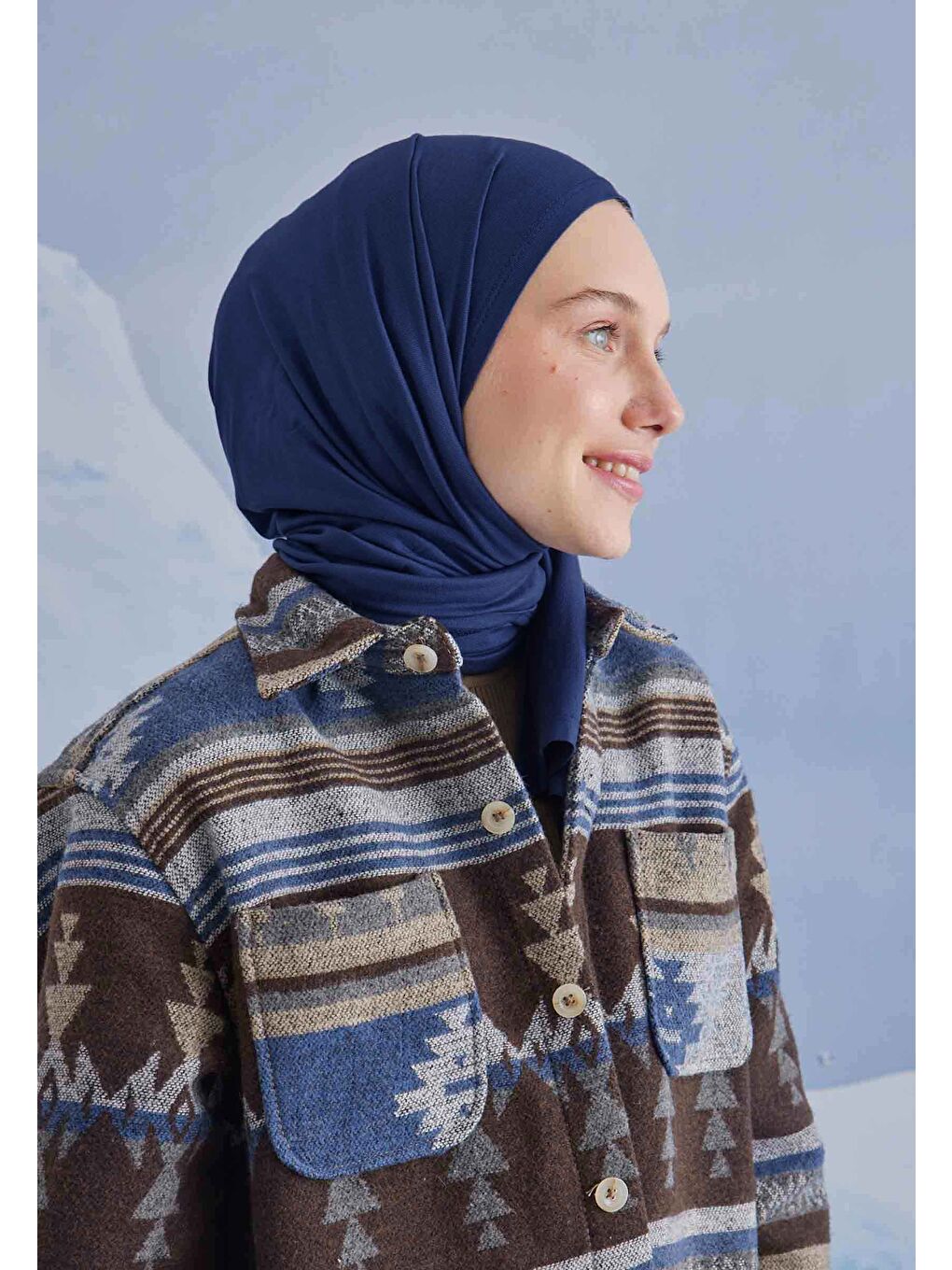 Penye Şal Koyu Mavi-3