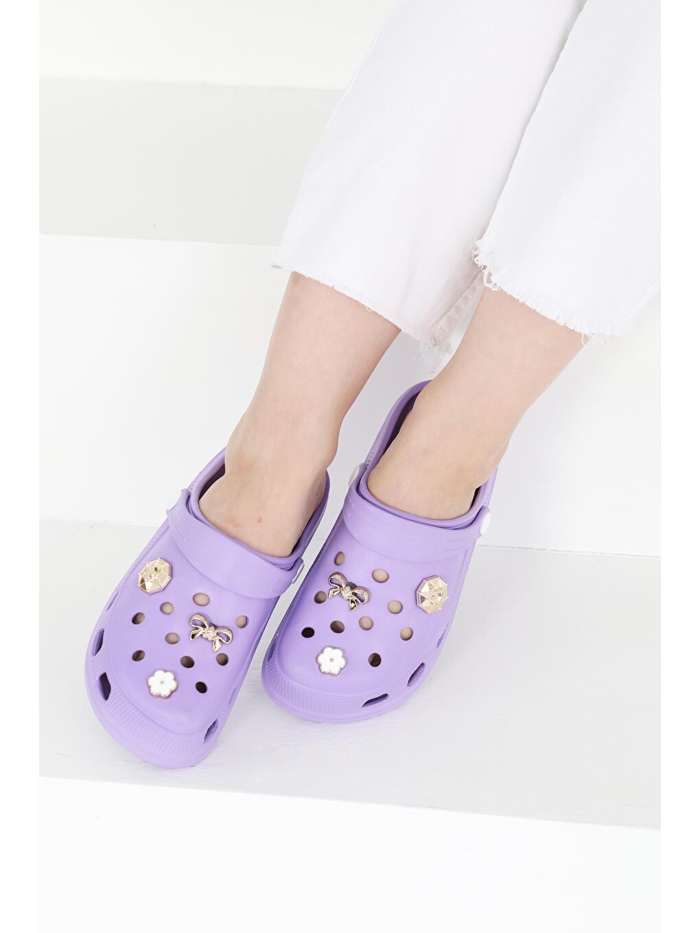 Kadın Lila Taşlı Terlik - 27411-1