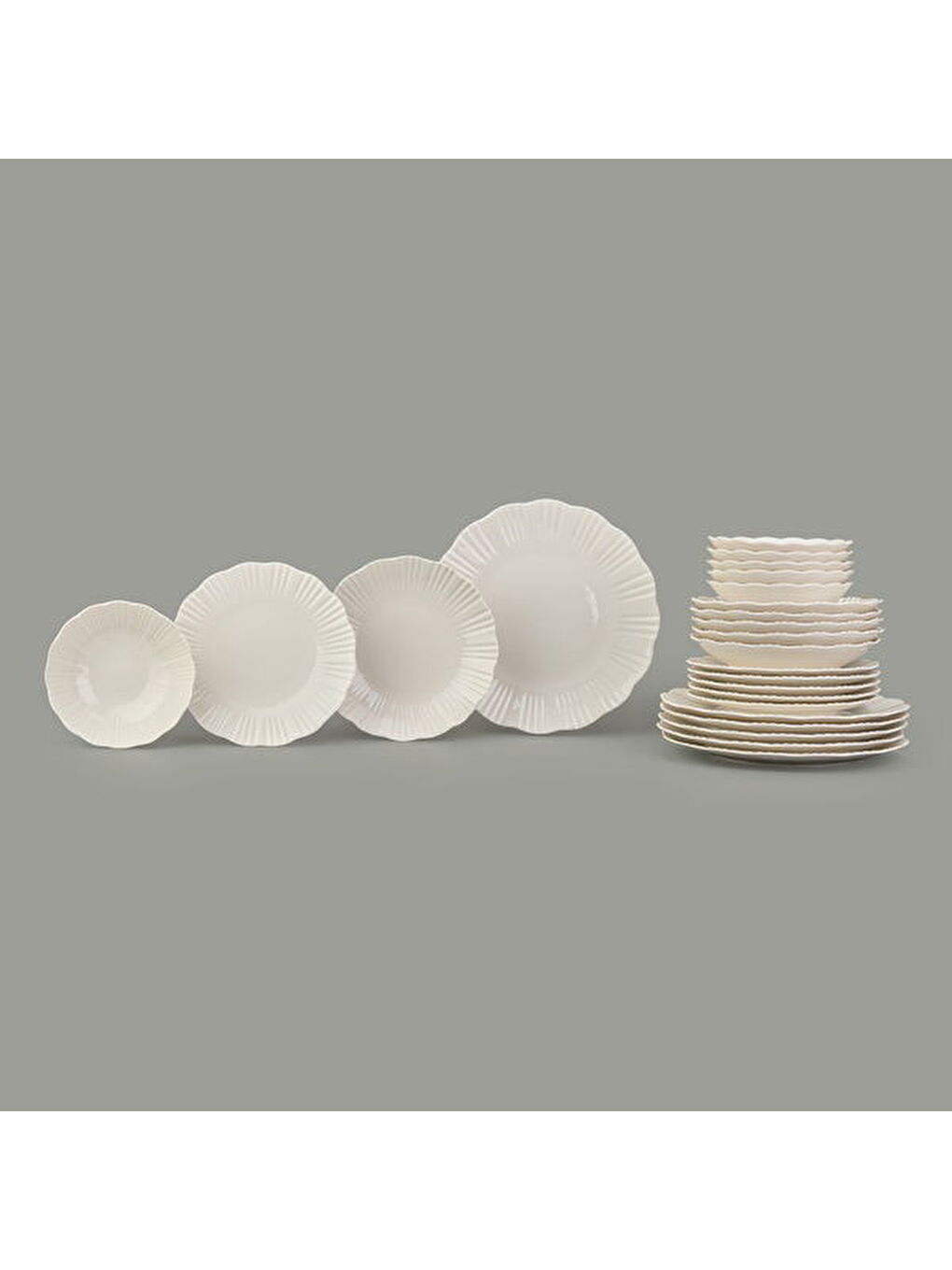Ekru Kitchen 24 Parça İnci Porselen Yemek Takımı - Krem