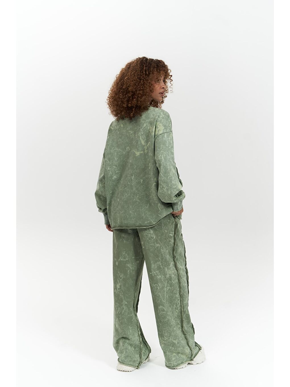 Briana Batik Yıkamalı Yeşil Eşofman Takım-3