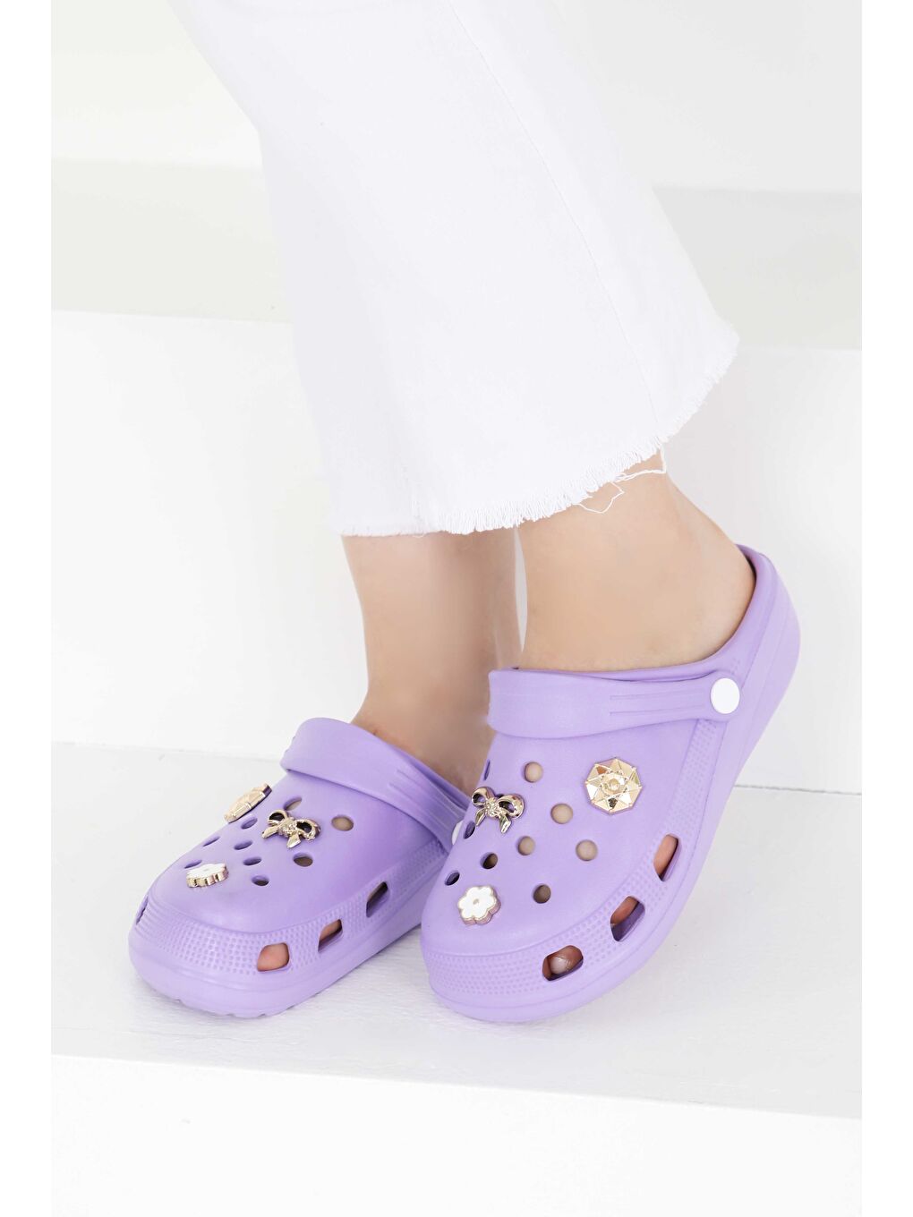 Kadın Lila Taşlı Terlik - 27411-3