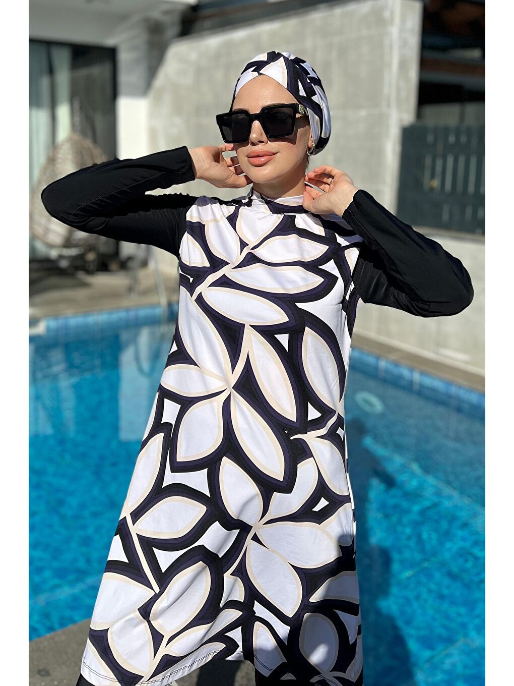 Tasarım Tam Kapalı Tesettür Mayo Bej 900-400-2