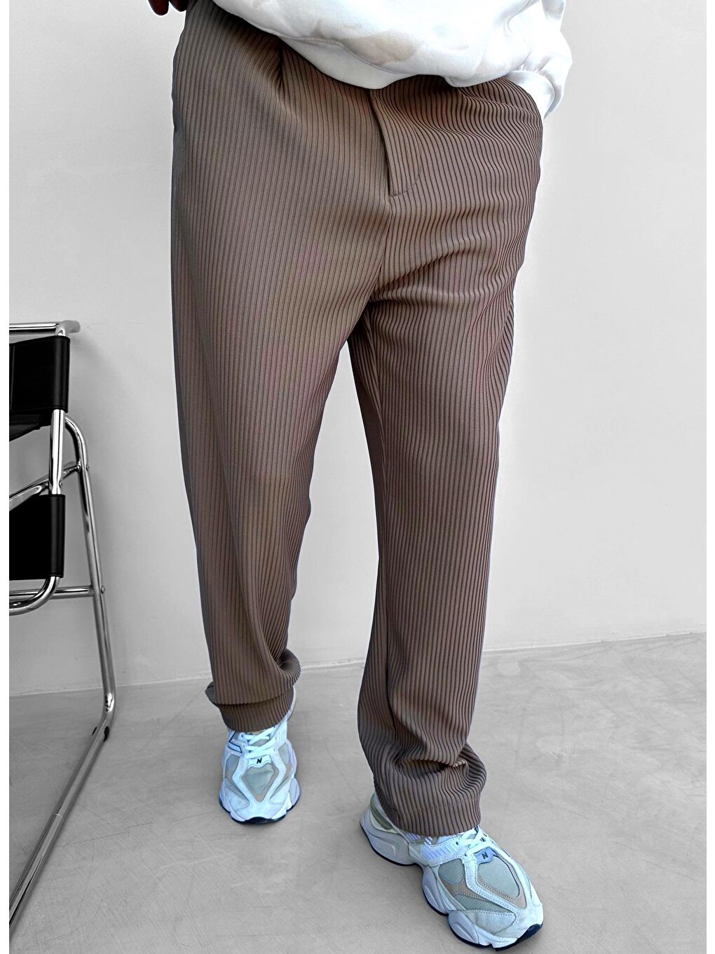 Kahverengi Baggy Fitilli Erkek Pantolon Açık Kahve