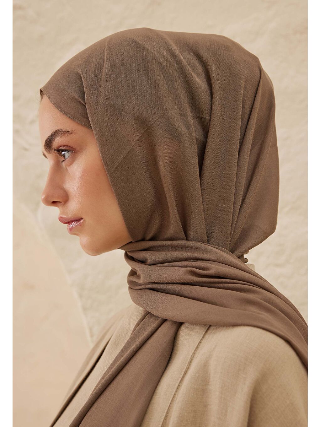 Kahverengi Rami Viskon Şal Koyu Vizon-3