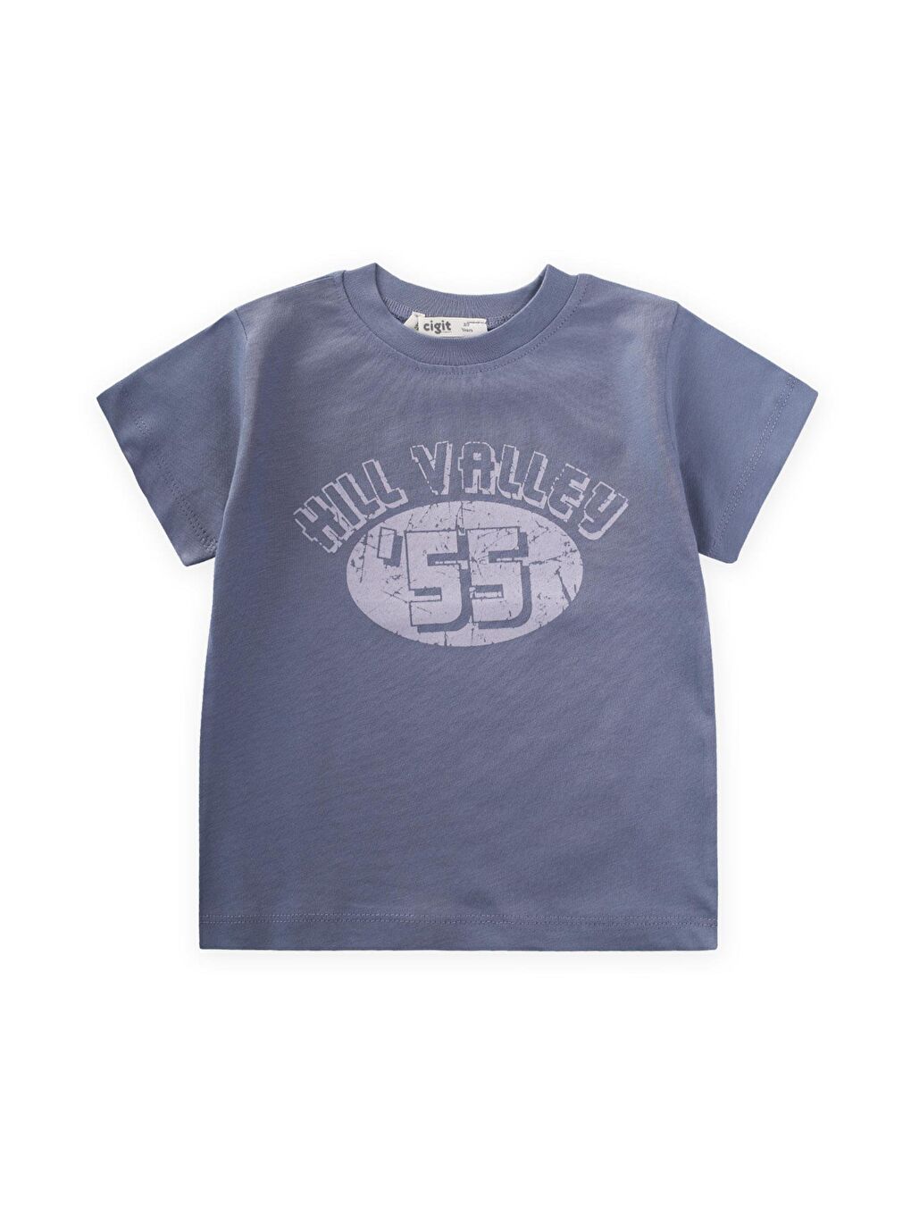 55 Baskılı T-Shırt 2-7 Yaş İndigo Mavi