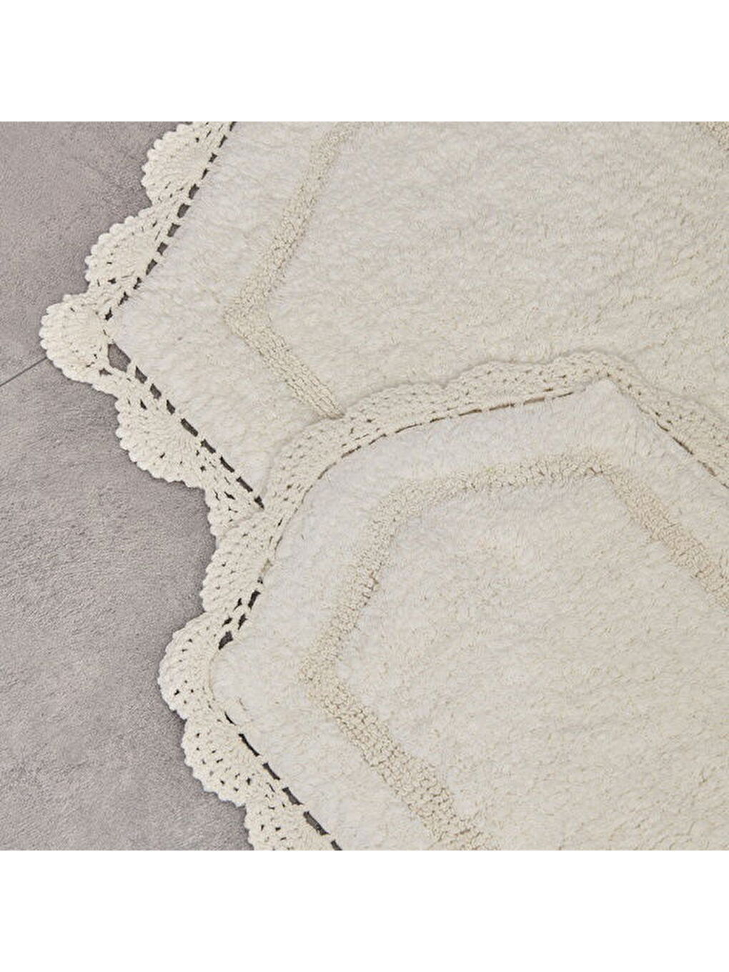 Soft Lace 2'li Banyo Paspası - Ekru - 40x60 cm + 60x90 cm-2