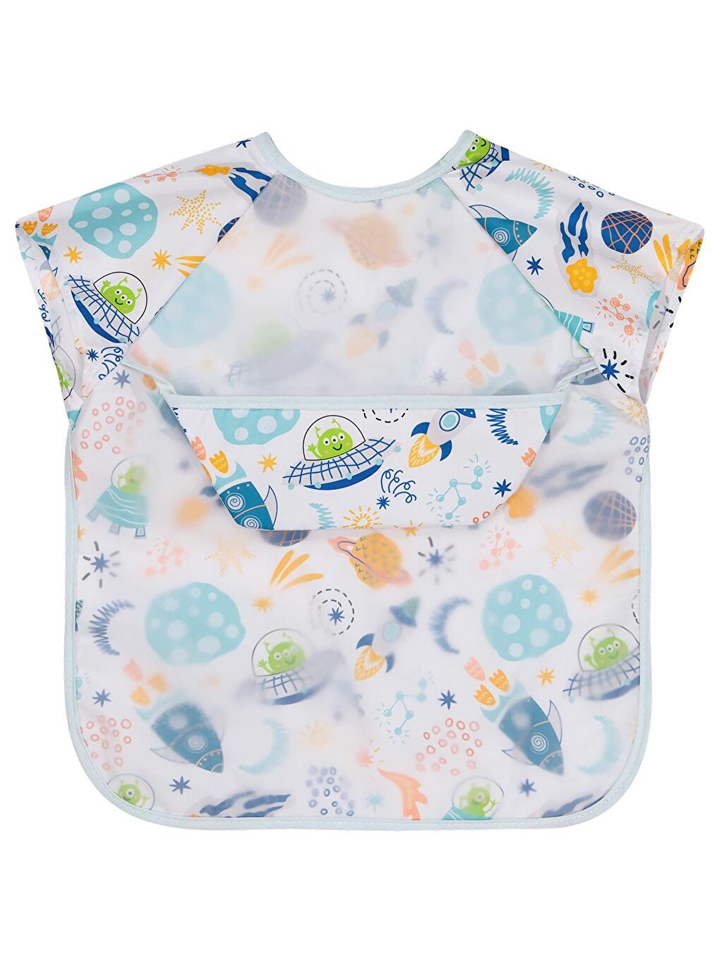 Baby Kısa Kollu Space Baskılı Mama Önlüğü - Ekru Standart