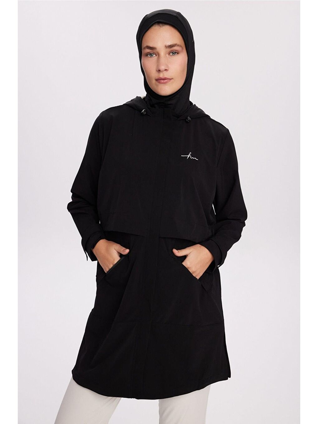 Active H-Per Fit Kapüşonlu Siyah Tesettür Yürüyüş Ceketi Act-42-1