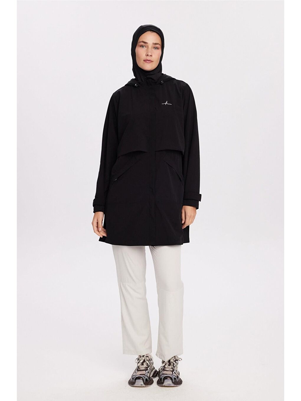 Active H-Per Fit Kapüşonlu Siyah Tesettür Yürüyüş Ceketi Act-42-2