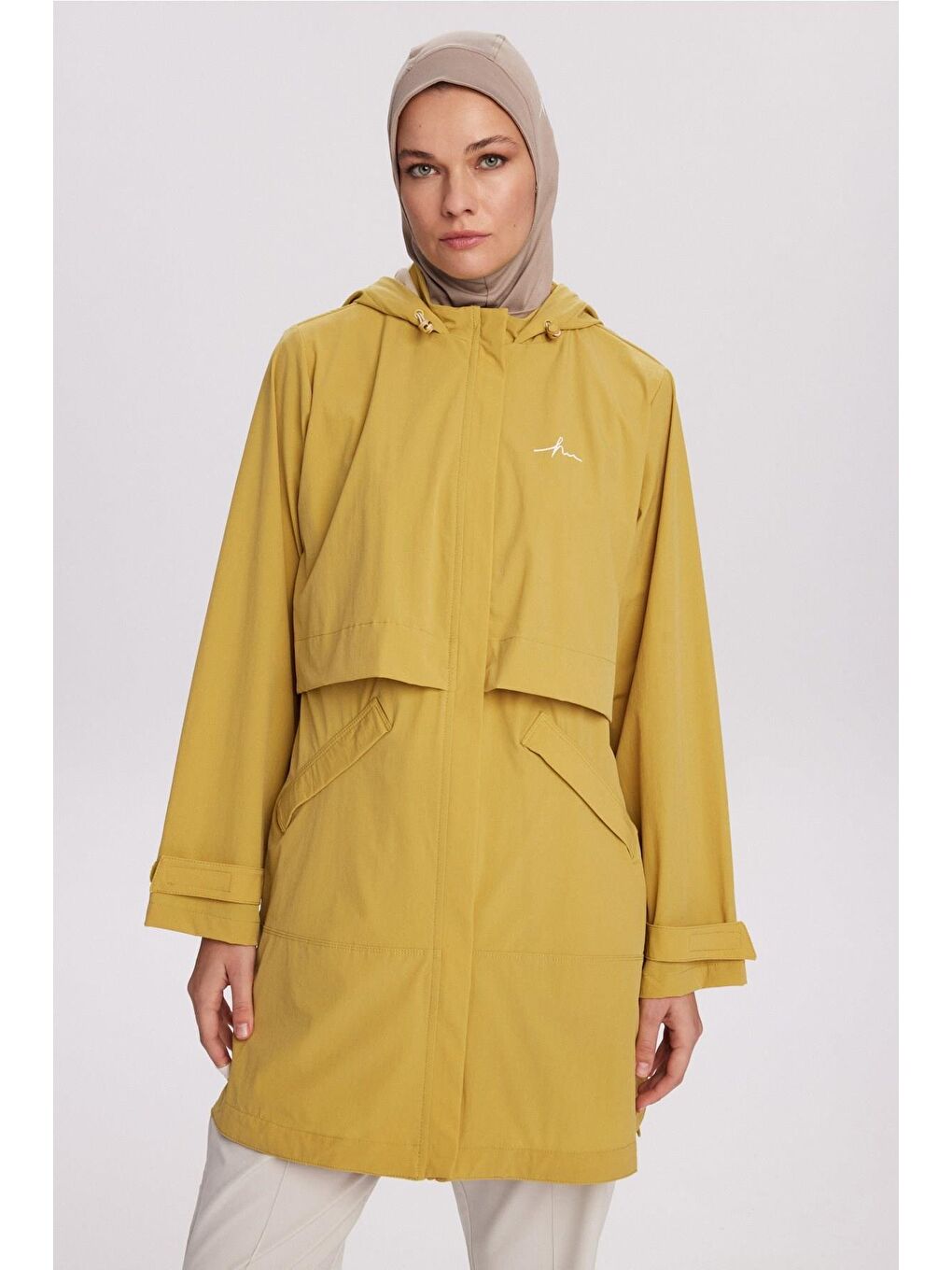 Active H-Per Fit Kapüşonlu Sarı Tesettür Yürüyüş Ceketi Act-42-4