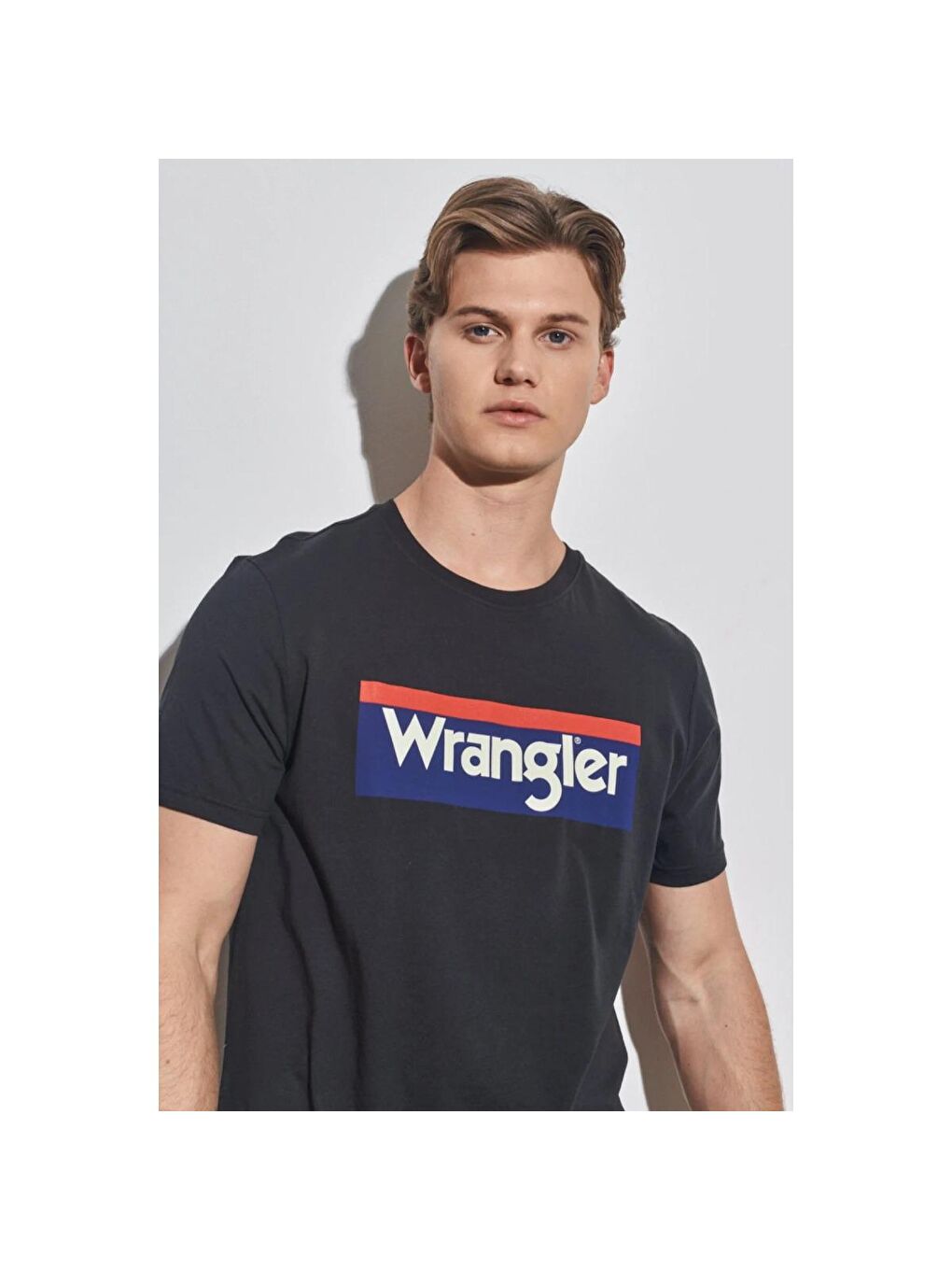 Wrangler Lacivert Lightweight 3 Color Logo Erkek Lacivert Bisiklet Yaka Tişört - 1