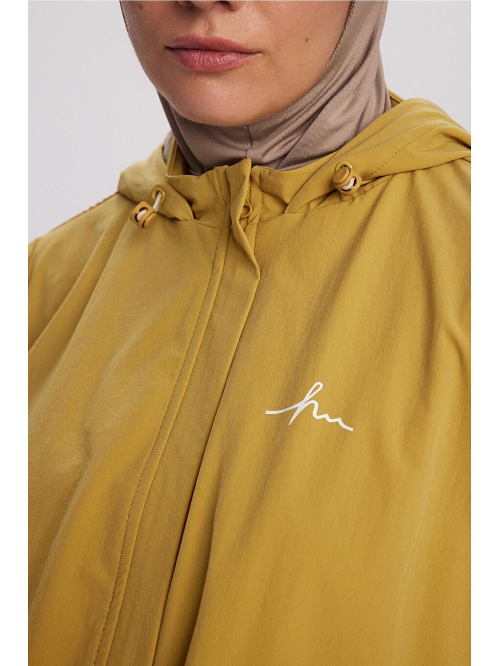Active H-Per Fit Kapüşonlu Sarı Tesettür Yürüyüş Ceketi Act-42-5