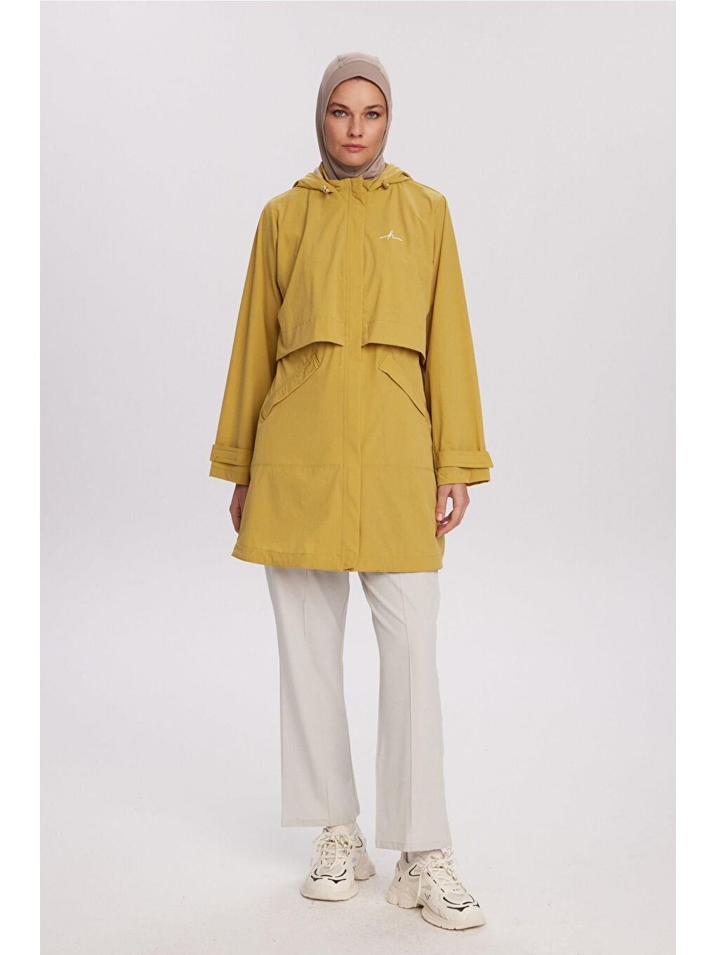 Active H-Per Fit Kapüşonlu Sarı Tesettür Yürüyüş Ceketi Act-42-6