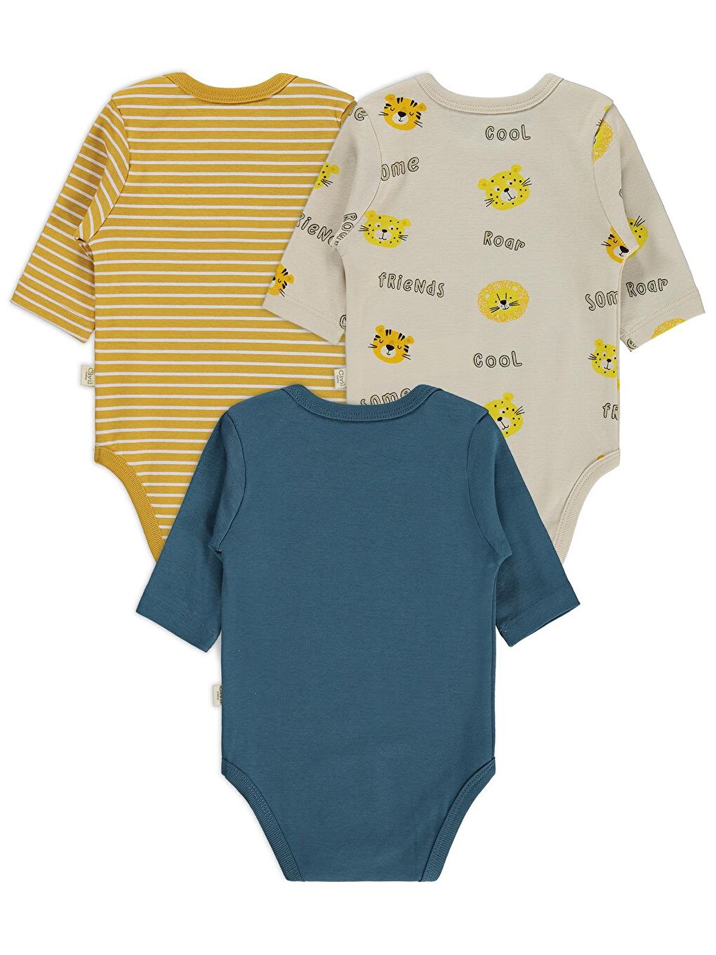 Sarı Baby Aslan Empirmeli 3 Lü 0-36 Ay Çıtçıtlı Badi - Hardal 3-6 Ay-1