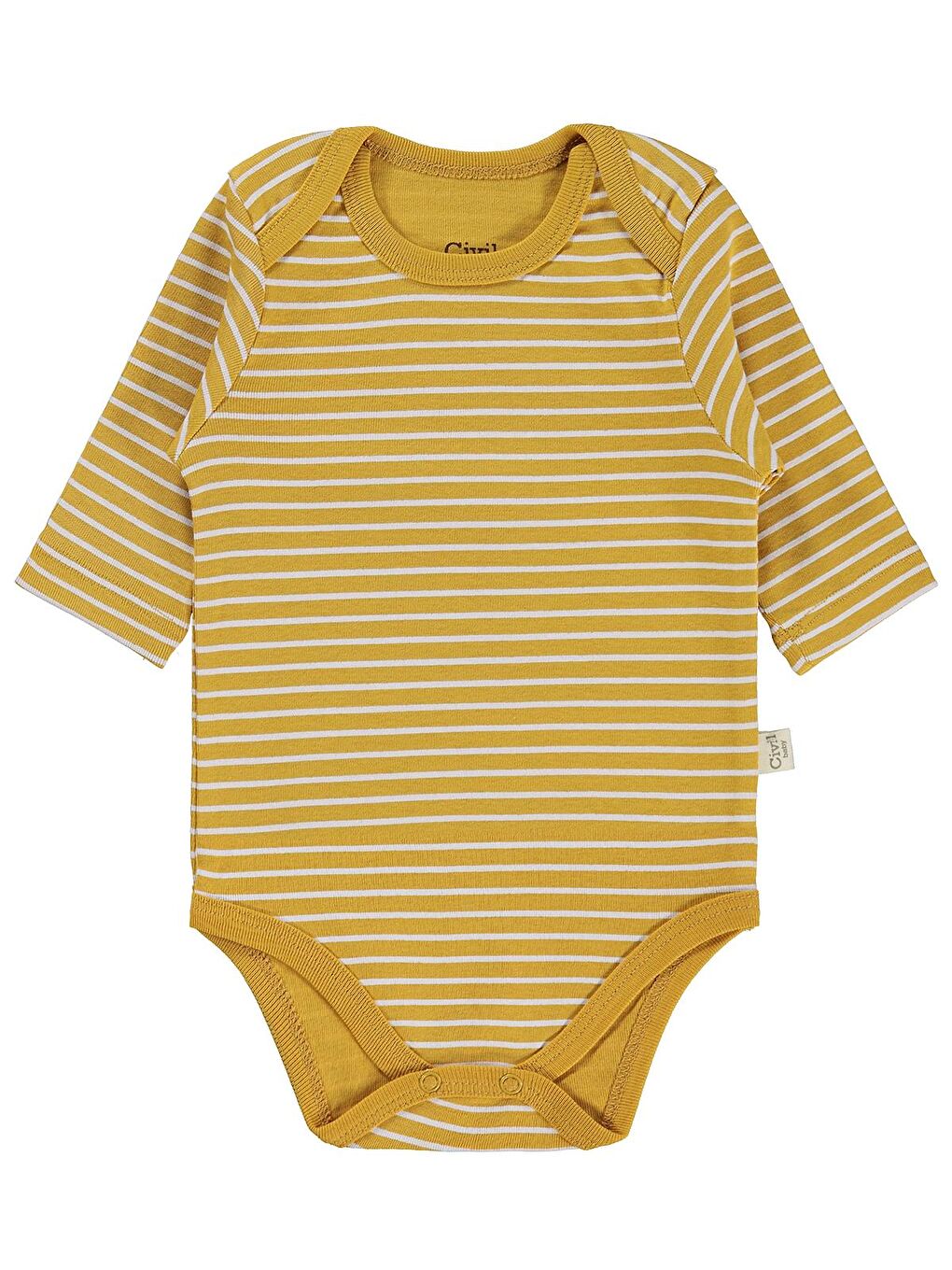 Sarı Baby Aslan Empirmeli 3 Lü 0-36 Ay Çıtçıtlı Badi - Hardal 3-6 Ay-2