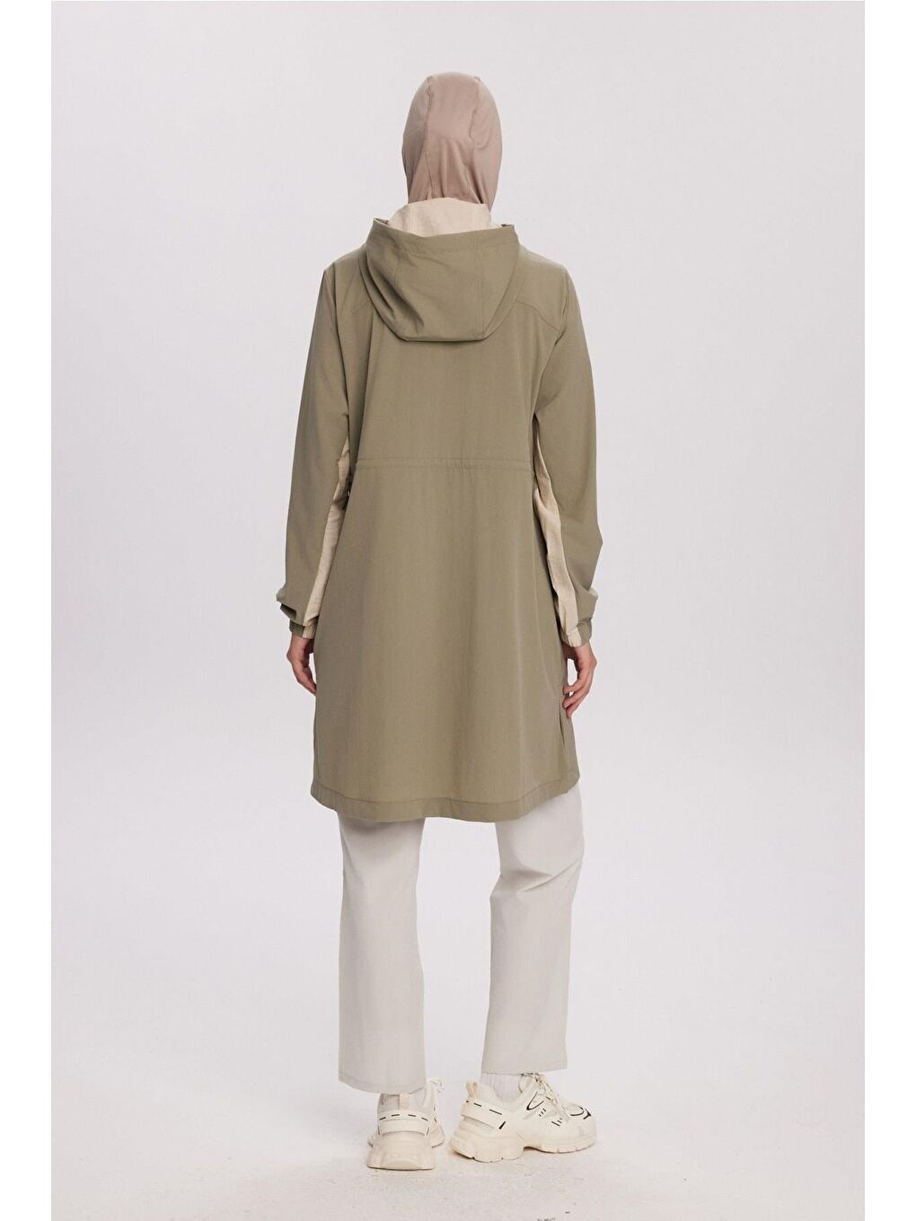 Yeşil Active H-Per Fit Kapüşonlu Gizli Fermuarlı Mint Tesettür Yürüyüş Ceketi Act-39-2