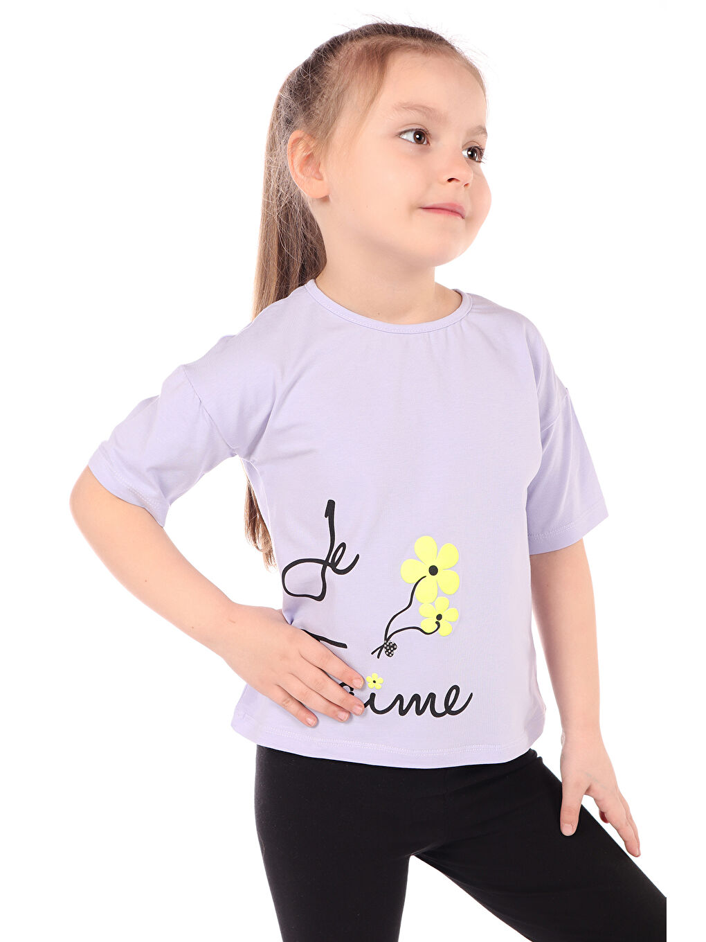 Lila Kız Bebek Le Taime Baskılı Tişört