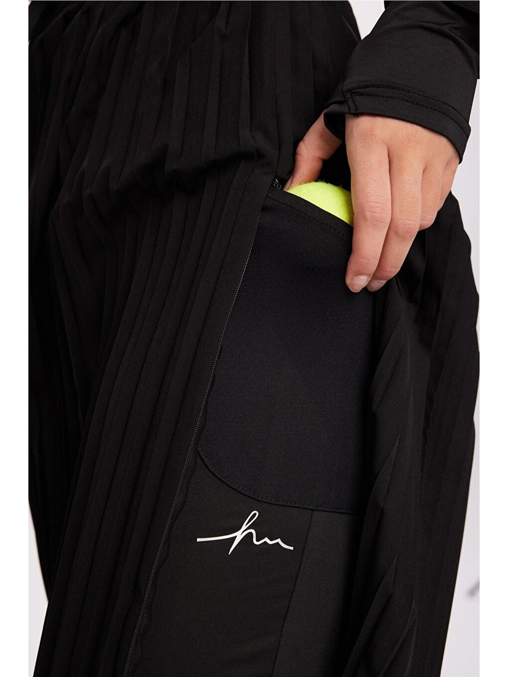 Active H-Per Fit Pileli Siyah Tesettür Tenisçi Üstü Act-41-7