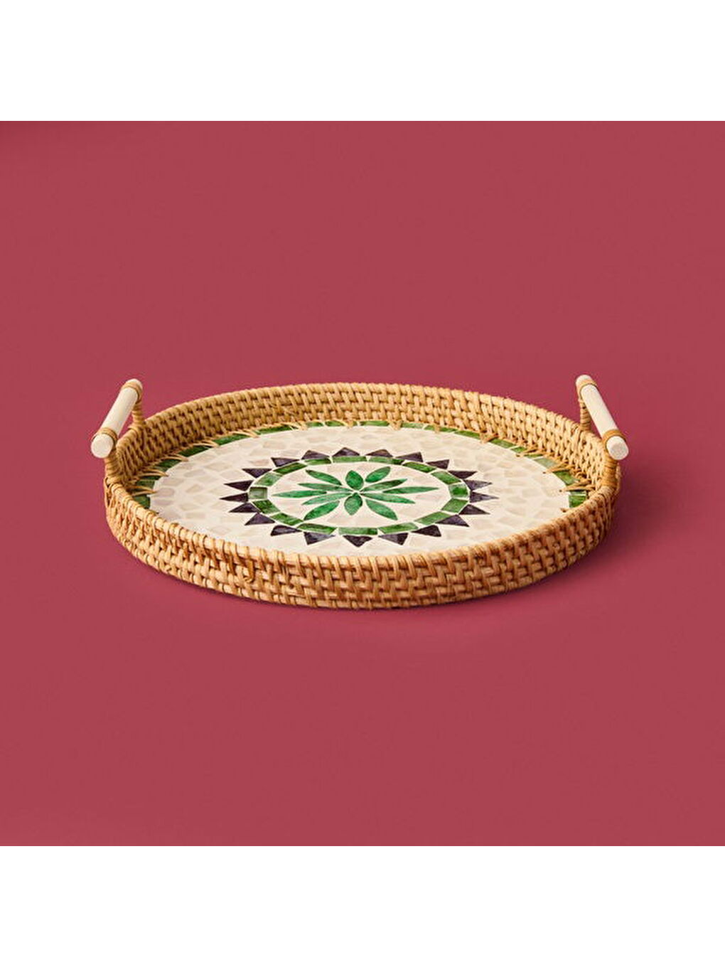 Rattan Tepsi - Kahverengi - 28 cm