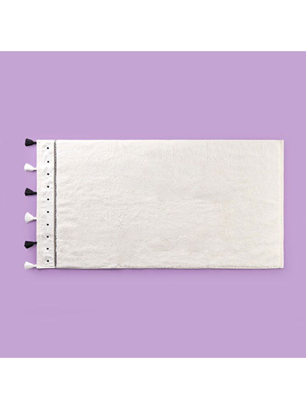 Lila Soft Piene Yüz Havlusu - Ekru / Siyah - 50x90 cm-1