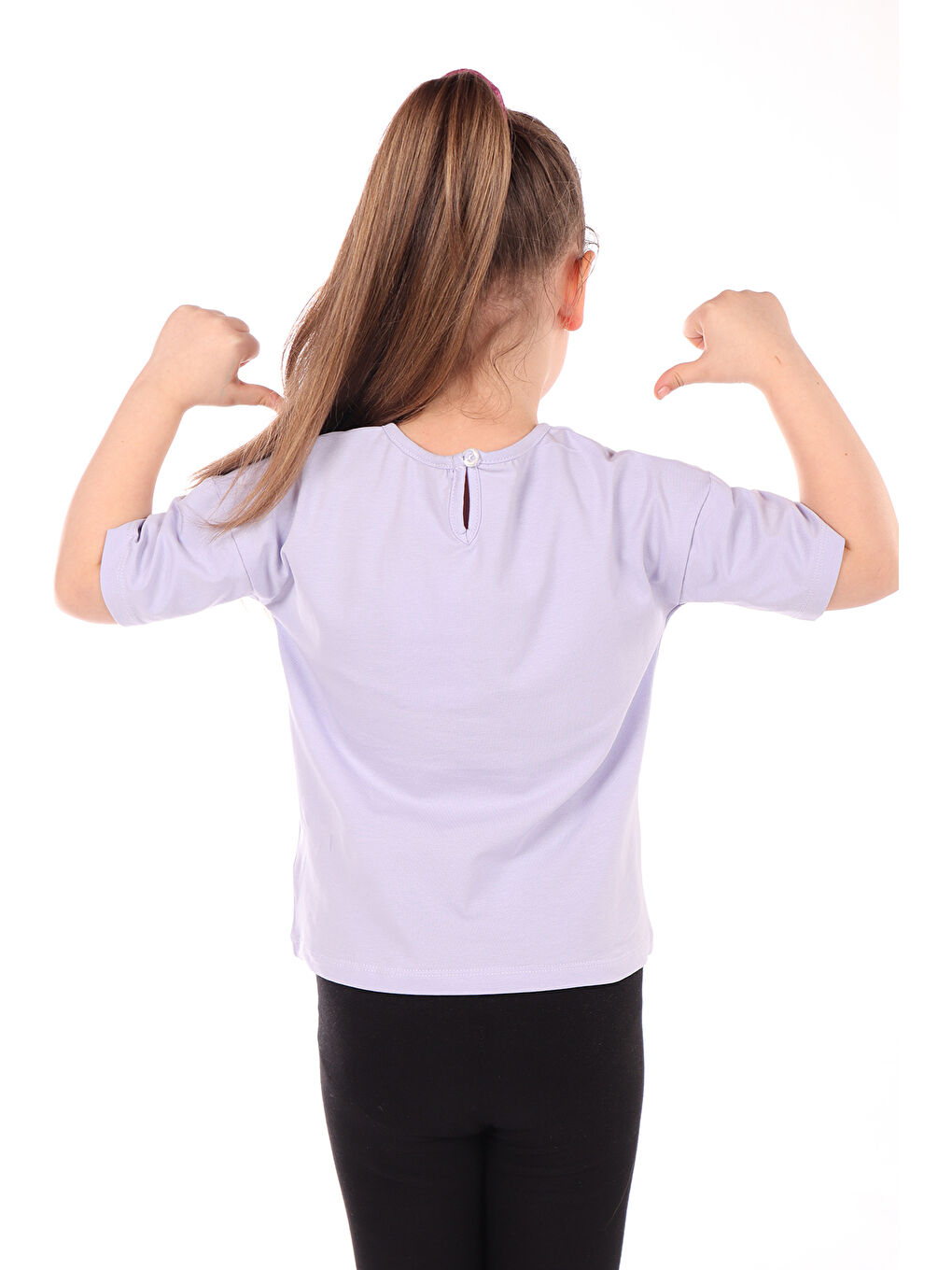 Lila Kız Bebek Le Taime Baskılı Tişört-1