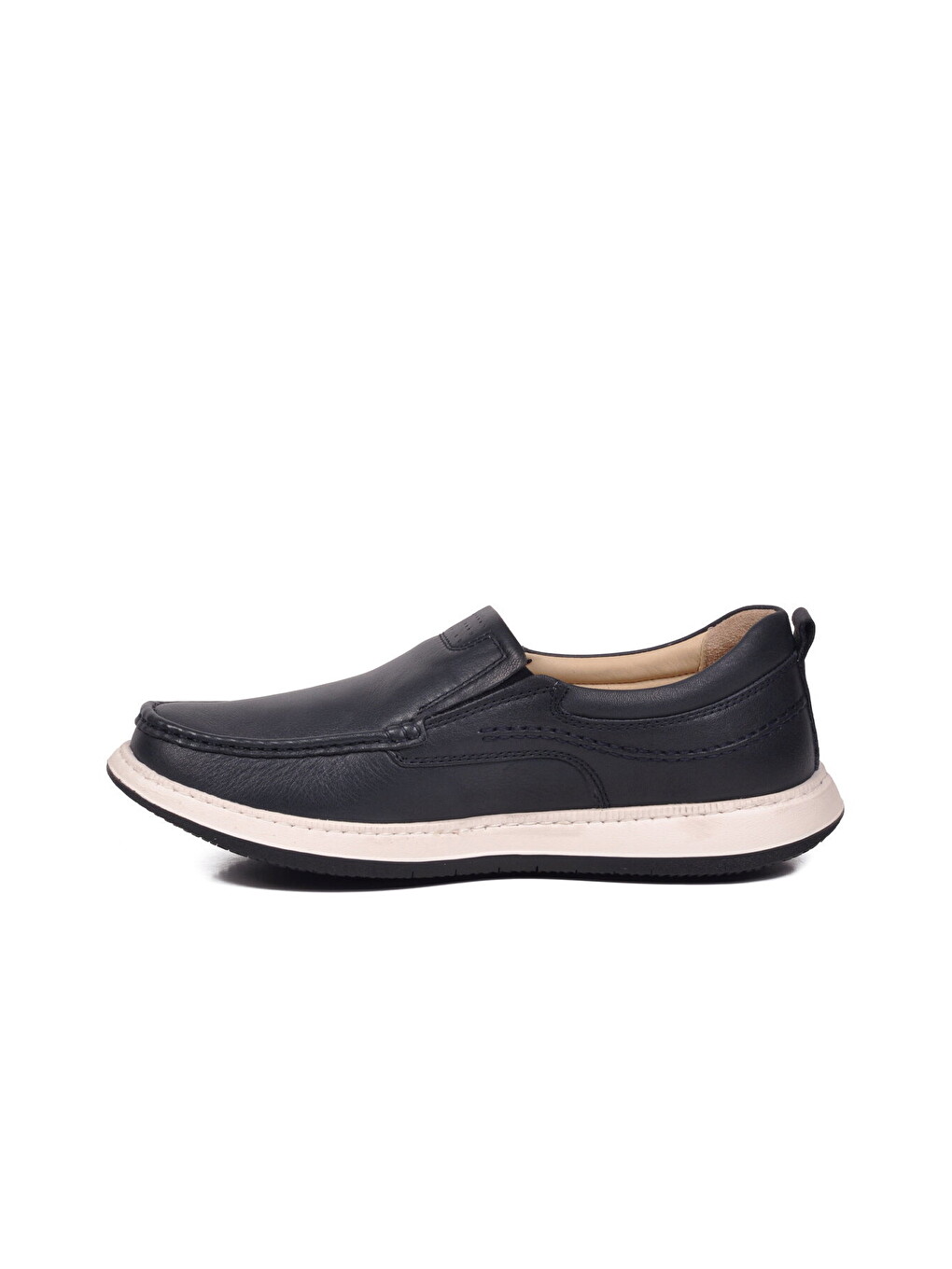 Erkek Lacivert Hakiki Deri Kolay Giyilebilir Hafızalı Rahat Taban Casual Ayakkabı Loafer 6501 M-3