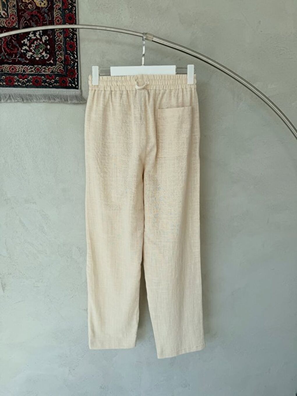 Bej Erkek İthal Yıkamalı Keten Pantolon-2